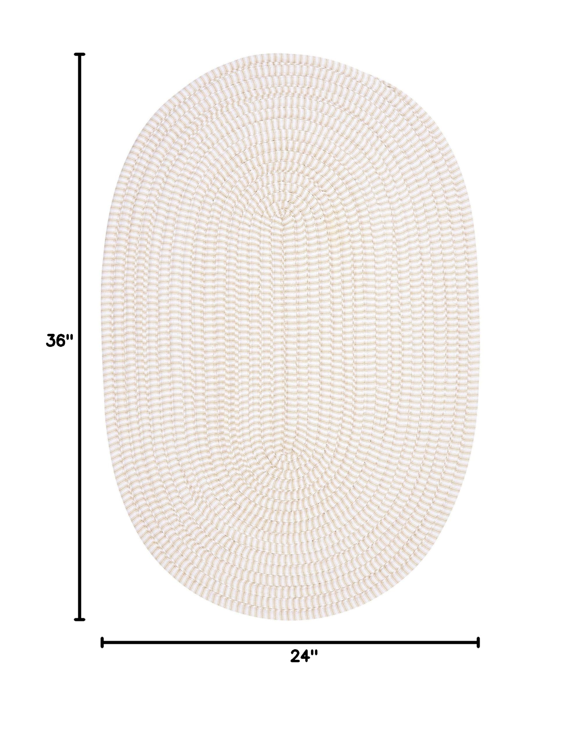 Stylish Ticking Stripe Oval Area Rug 2x3 Feet - Durable Canvas Fabric for Living Room, Bedroom & Office Decor