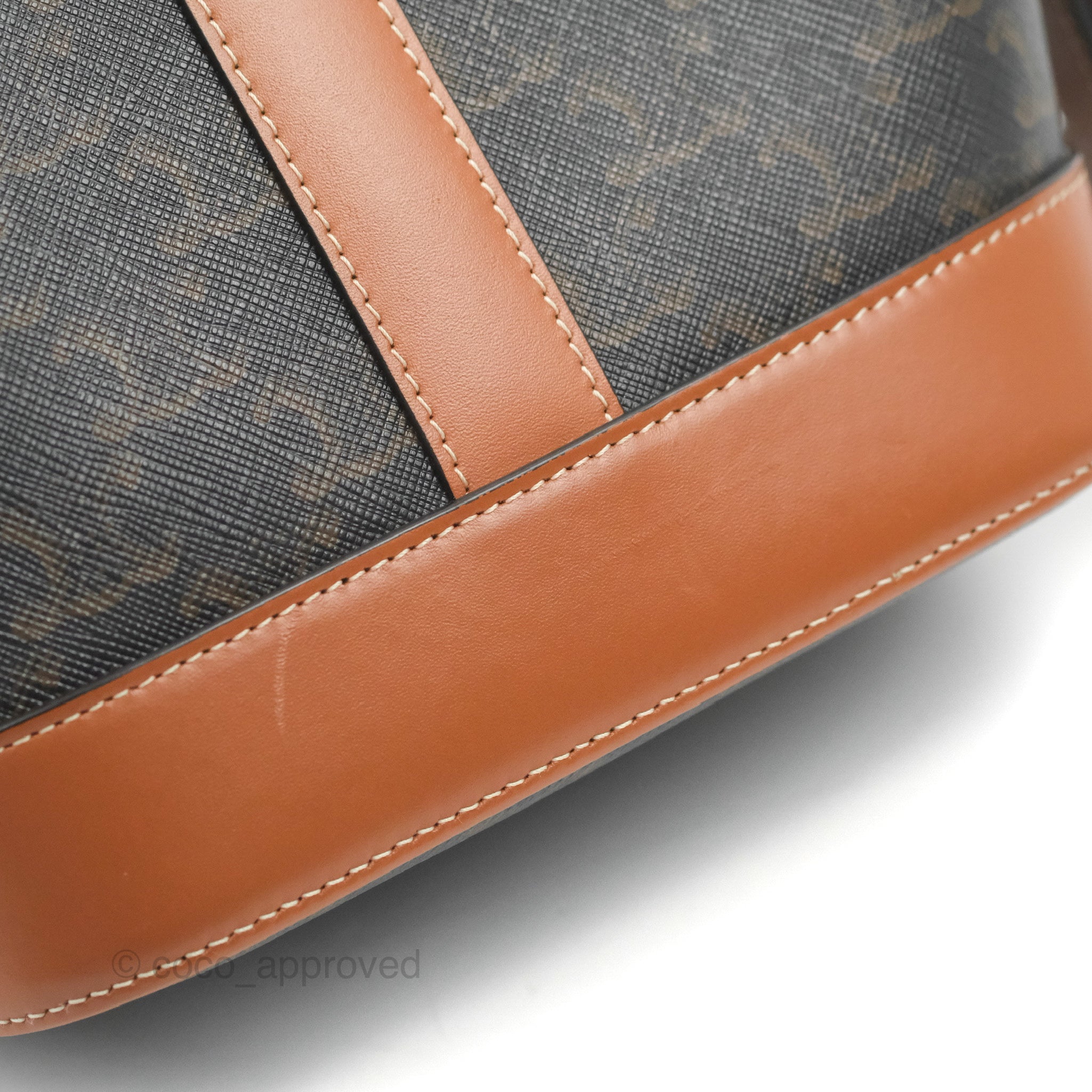 Celine Small Bucket Bag in Triomphe Canvas & Tan Calfskin Leather - Perfect for Everyday Use, Work & Travel Accessories