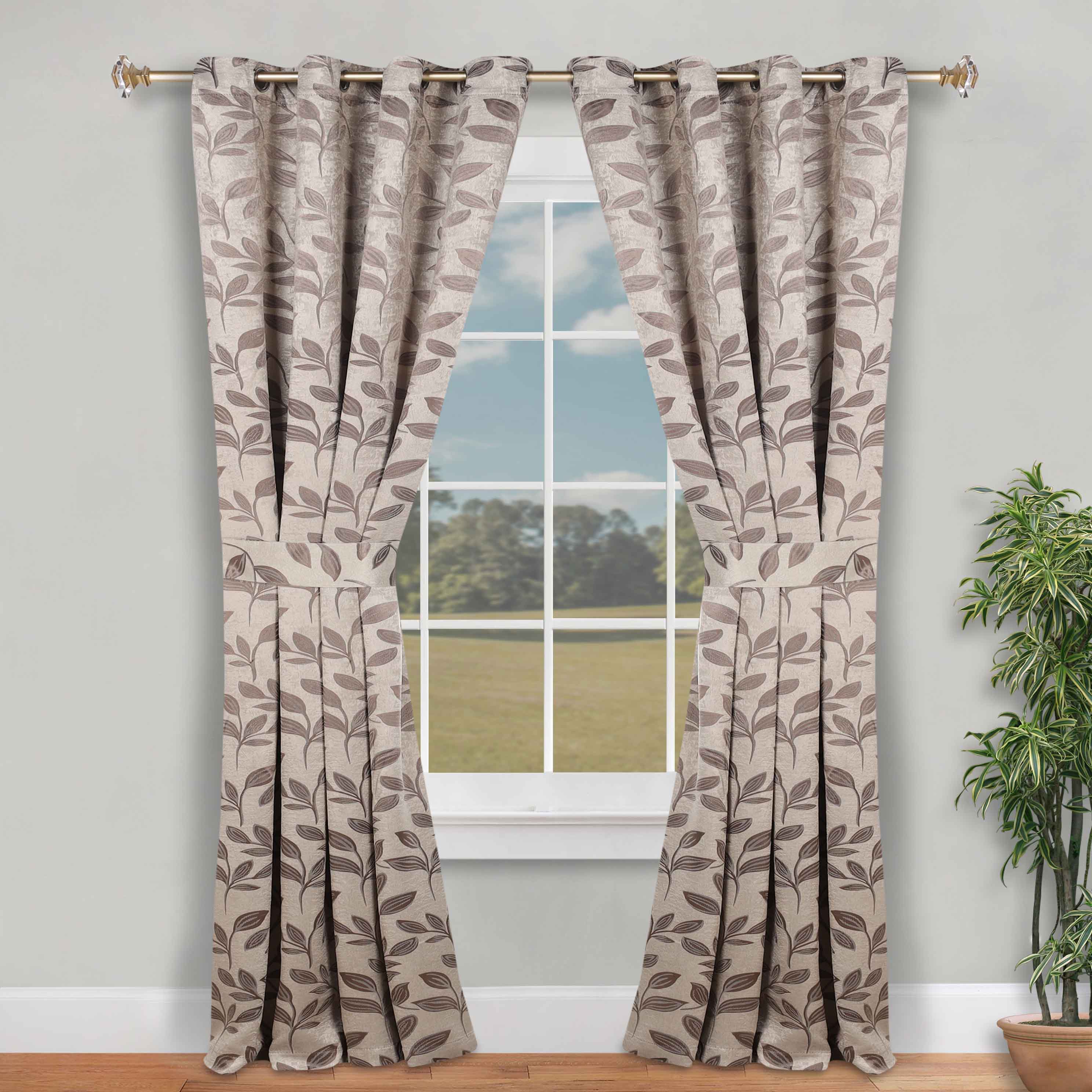 Blackout Curtains for Bedroom - Set of 2 Panels, 100% Room Darkening Thermal Insulated Drapes with Leaves Pattern - Perfect for Nursery, Home Theater & Light Sleepers