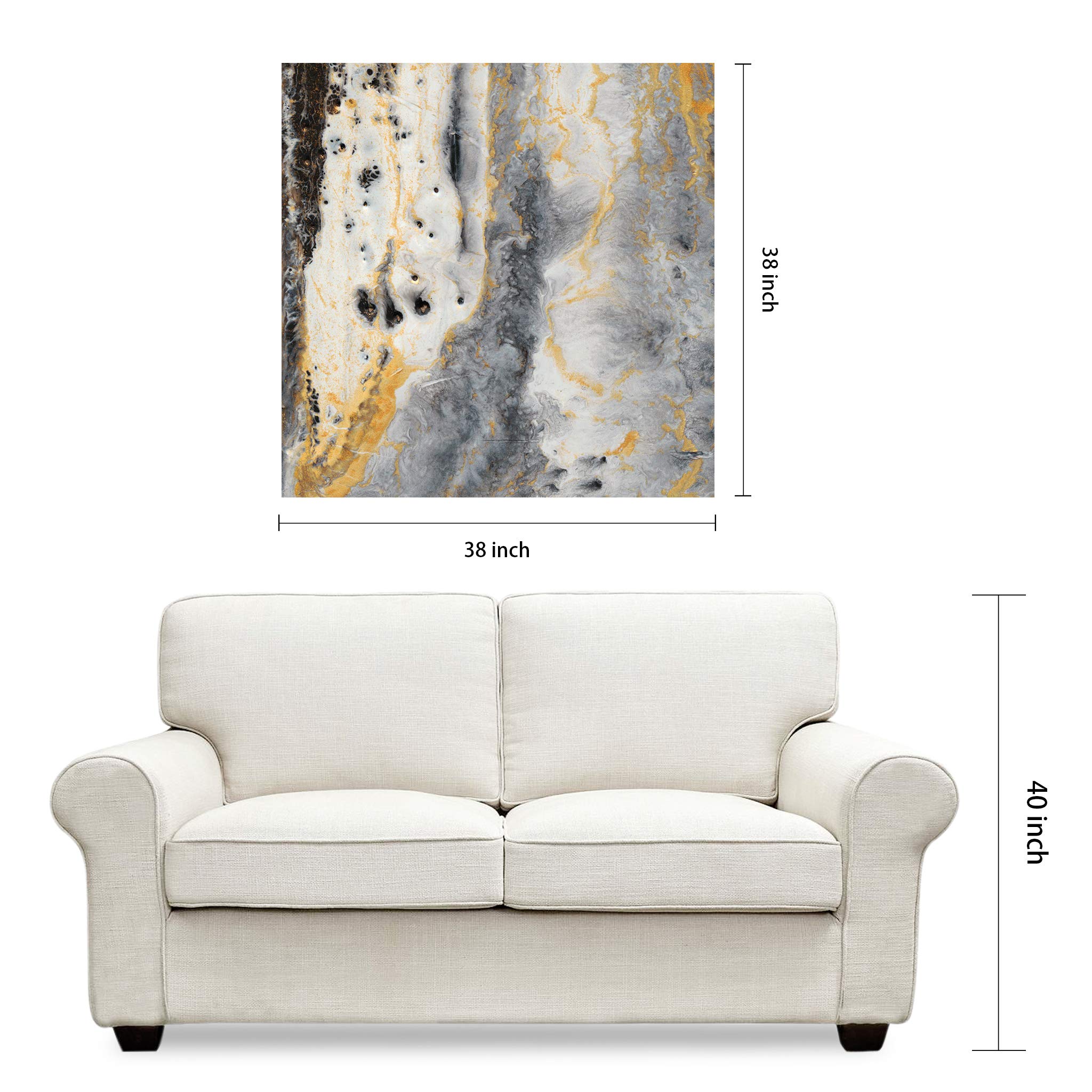Empire Bands of Gold Frameless Floating Tempered Glass Wall Art - 38x38 Inches, Ready to Hang - Modern Home & Office Decor for Living Room, Bedroom, Dining Area