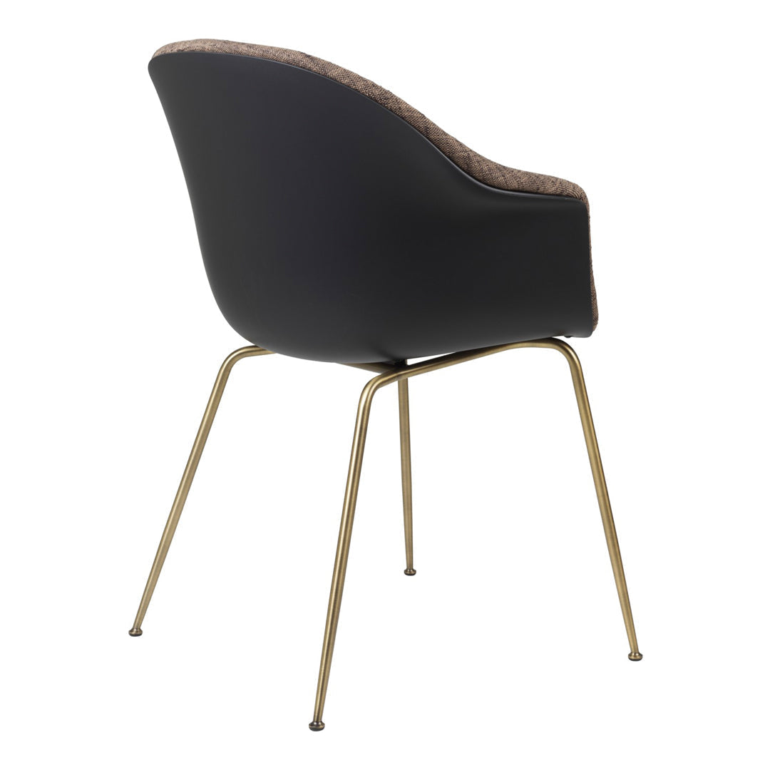 Bat Dining Chair with Antique Brass Conic Base & Front Upholstery - Elegant Modern Seating for Dining Room, Kitchen, or Breakfast Nook