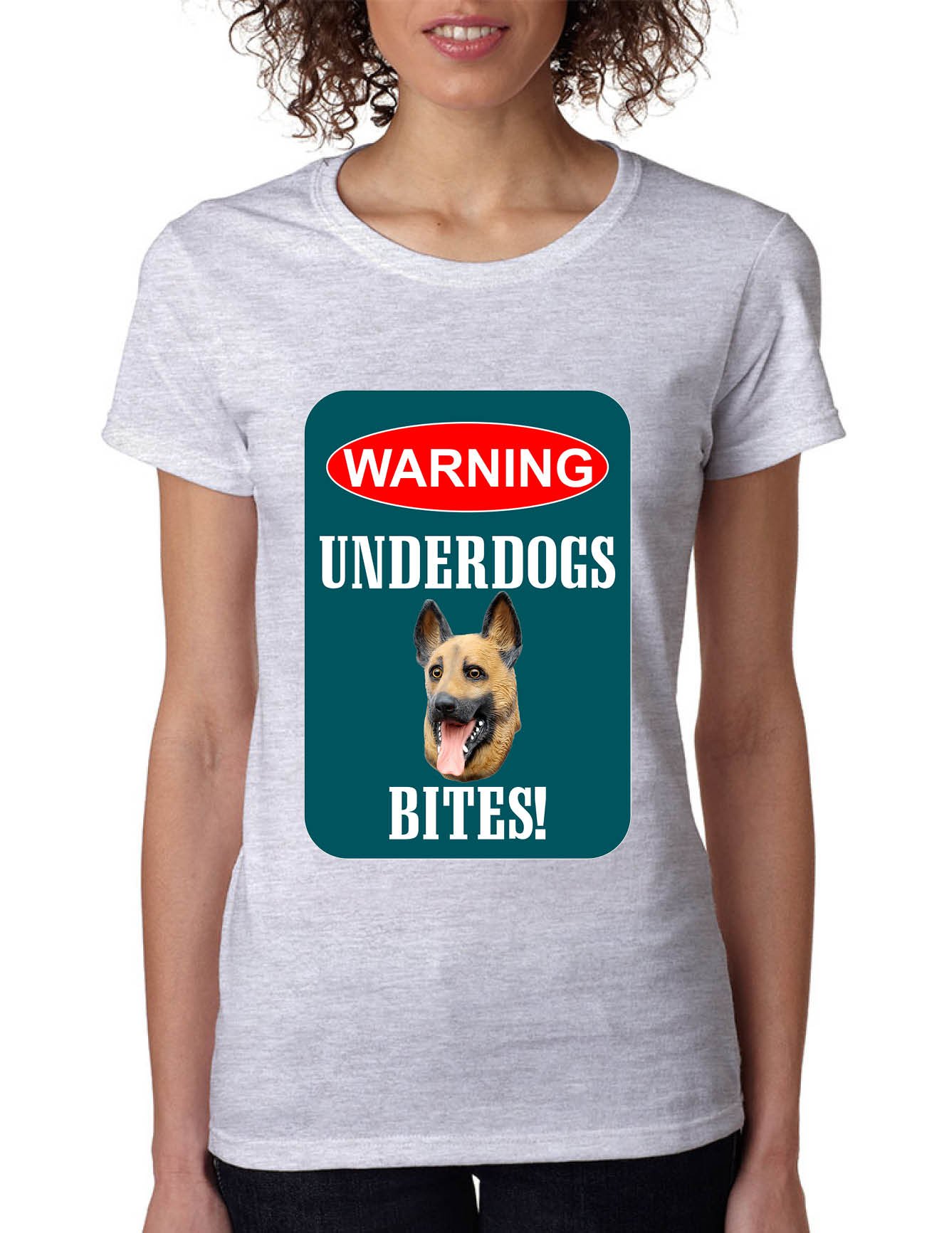 ALLNTRENDS Women's Trendy Warning Underdogs Bite Graphic T-Shirt - Casual Streetwear Tee for Everyday Wear & Social Outings