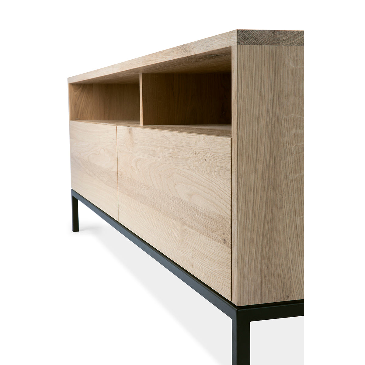 Modern 2 Door TV Stand with Storage - Ligna Wooden Entertainment Center for Living Room, Bedroom, and Home Theater Setup