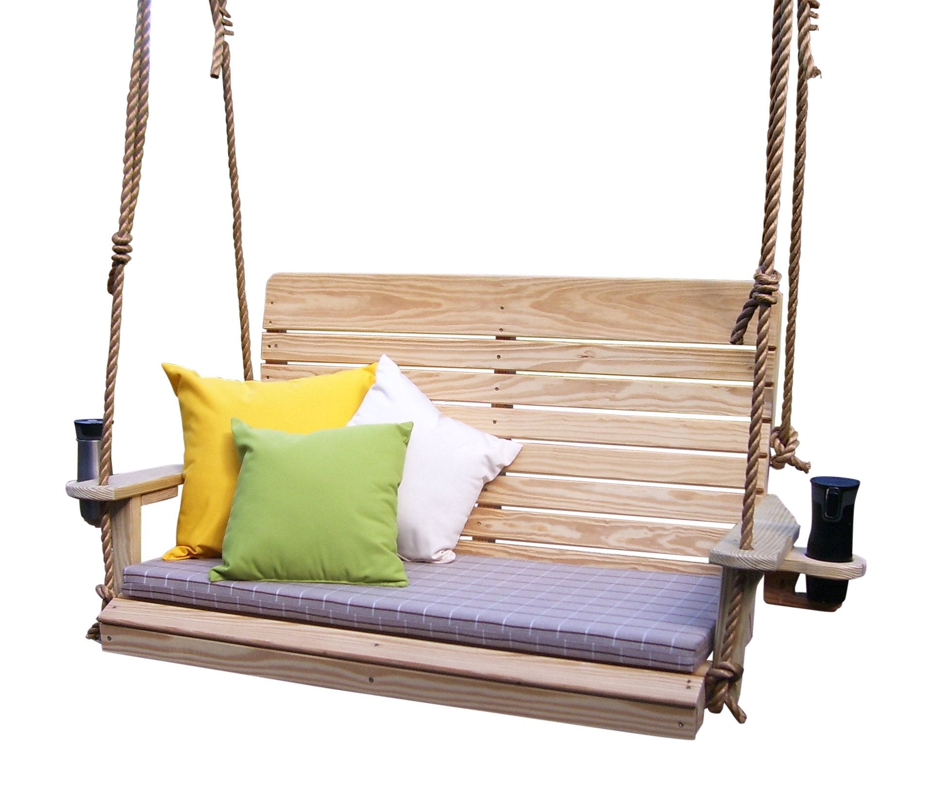A & L Furniture Pressure Treated Pine Highback Porch Swing - Outdoor Patio Garden Bench for Relaxing in Backyard, Deck or Porch