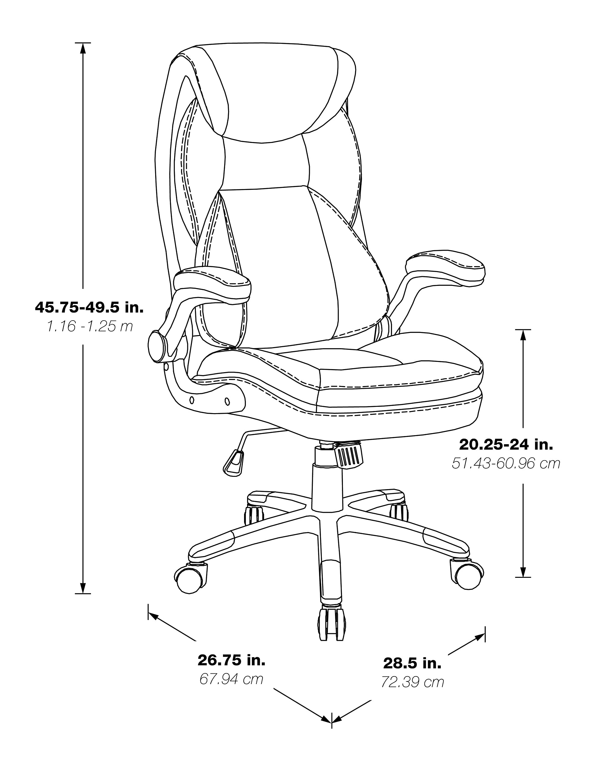 Office Star ECH Series Executive Bonded Leather Office Chair with Lumbar Support & Adjustable Arms - Taupe with Cocoa Base | Ergonomic Desk Chair for Home Office, Gaming & Workspace Comfort