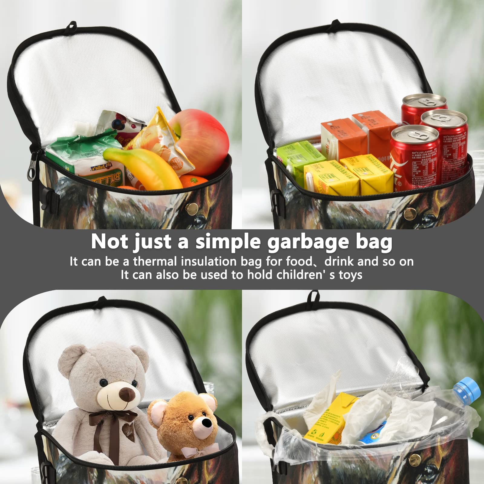 ALAZA Dinosaur Car Trash Can - Waterproof Collapsible Garbage Bag, Multipurpose Car Organizer for Road Trips, Camping, and Office Use