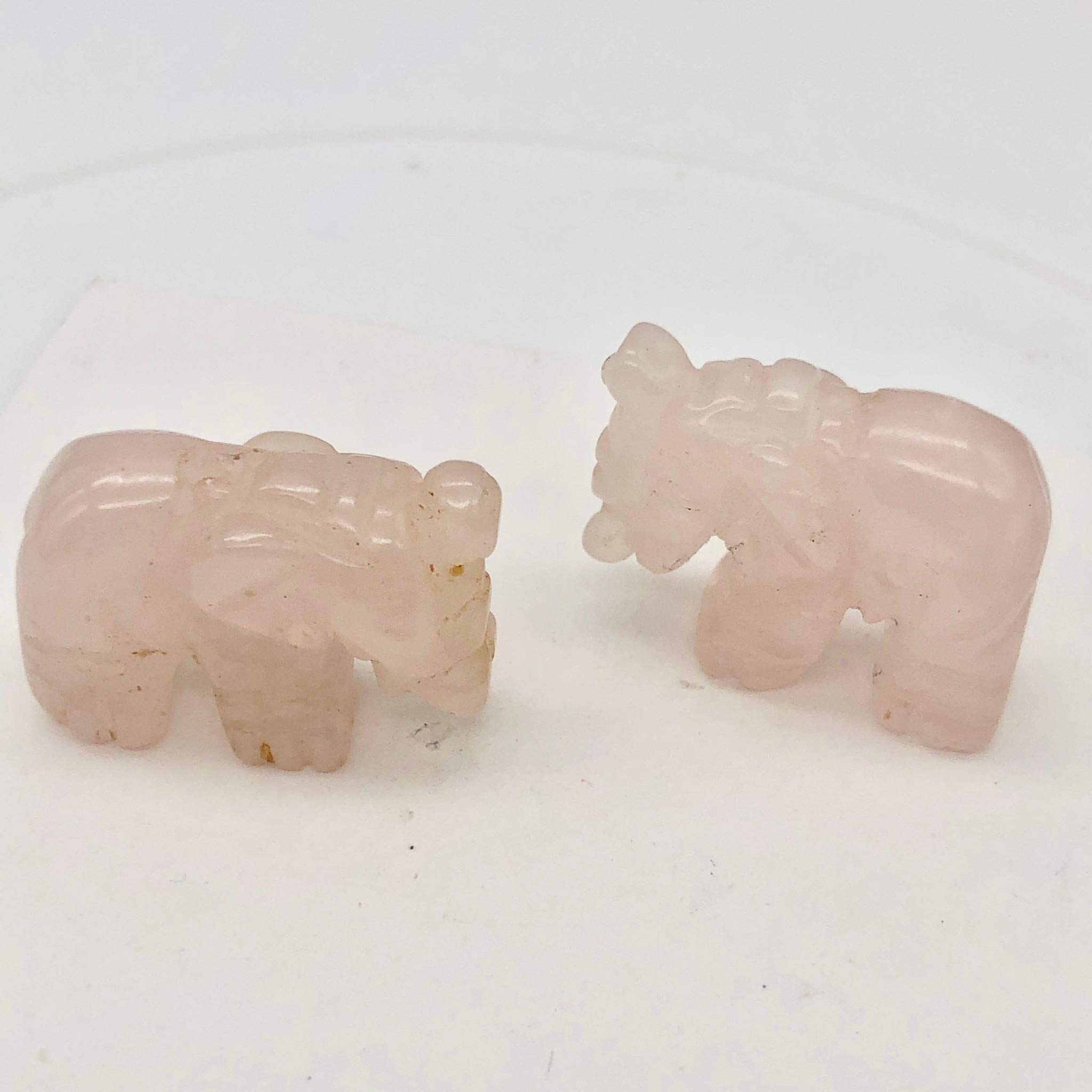 2 Hand Carved Rose Quartz Elephant Beads - Natural Gemstone Beads for DIY Jewelry Making, Necklace & Bracelet Crafting - Perfect for Boho Style & Spiritual Healing Jewelry