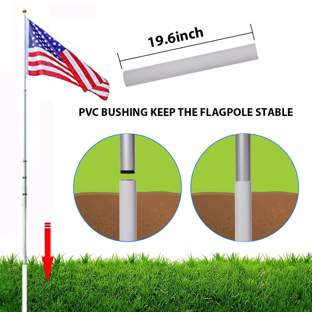 GARVEE 25FT Heavy Duty Commercial Flagpole Kit - Aluminum Telescoping In-Ground Flag Pole with Twist Lock System | Includes 3x5ft Nylon American Flag & PVC Sleeve | Perfect for Yard, Residential & Commercial Use | Ideal for Patriotic Displays, Business Branding & Outdoor Decor