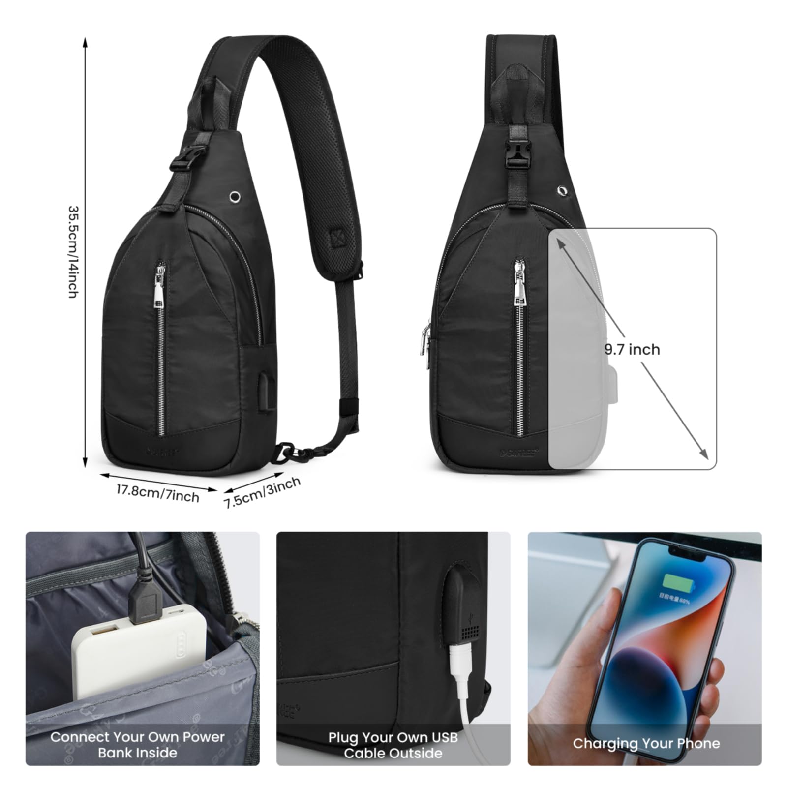 G4Free RFID Blocking Crossbody Sling Backpack - Anti-Theft Chest Shoulder Bag for Men & Women with Earphone Hole - Perfect for Hiking, Travel & Daily Commute