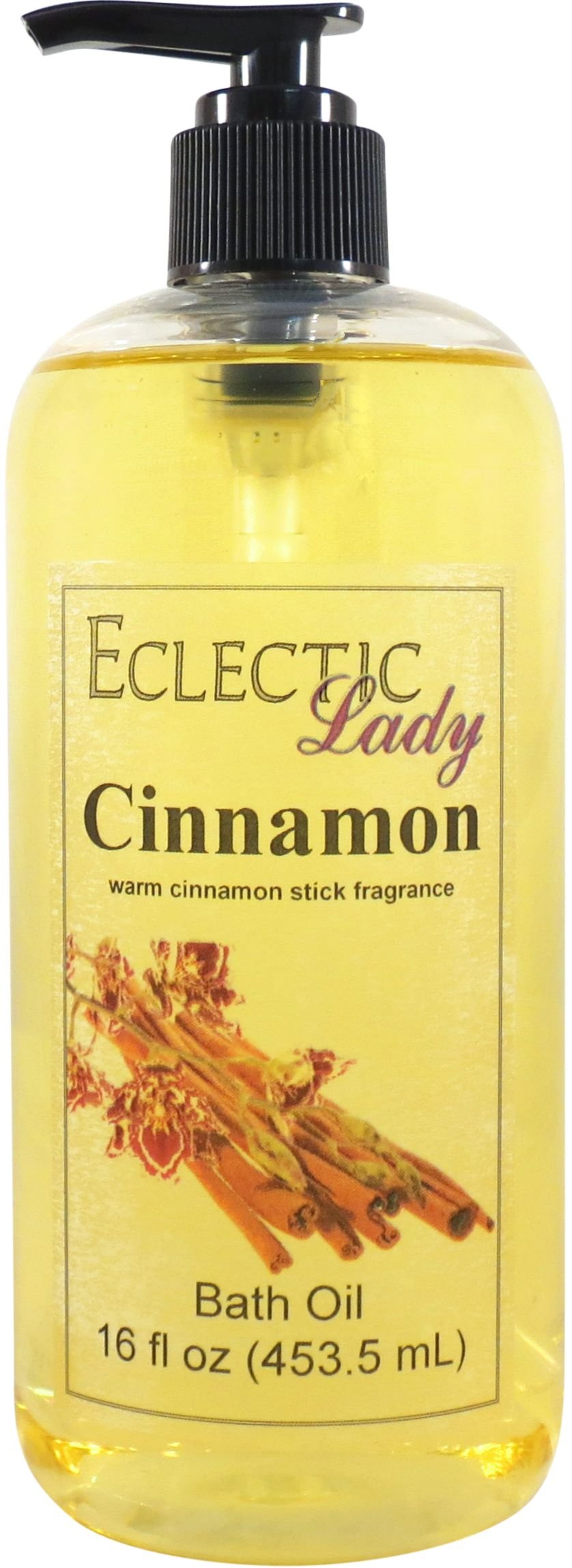 Eclectic Lady Cinnamon Scented Bath Oil - Relaxing & Moisturizing Body Oil for Dry, Rough & Sensitive Skin - Daily Nourishing Shower Oil (16 oz) - Perfect for Spa Nights, Self-Care Routines & Stress Relief