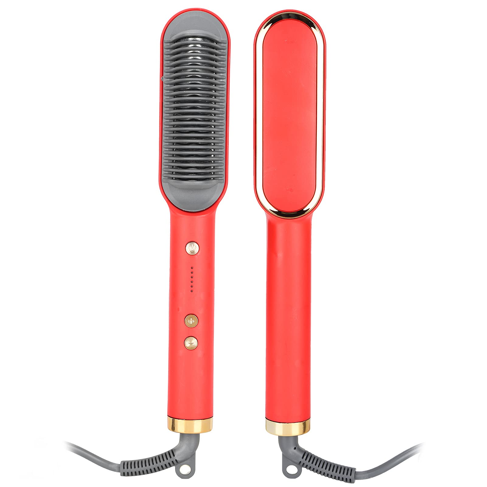 Electric Hair Straightener Brush with Double Negative Ion Technology - Fast Heating Ionic Hair Straightening Comb for Smooth & Shiny Hair - Perfect for Home & Professional Salon Use (US)
