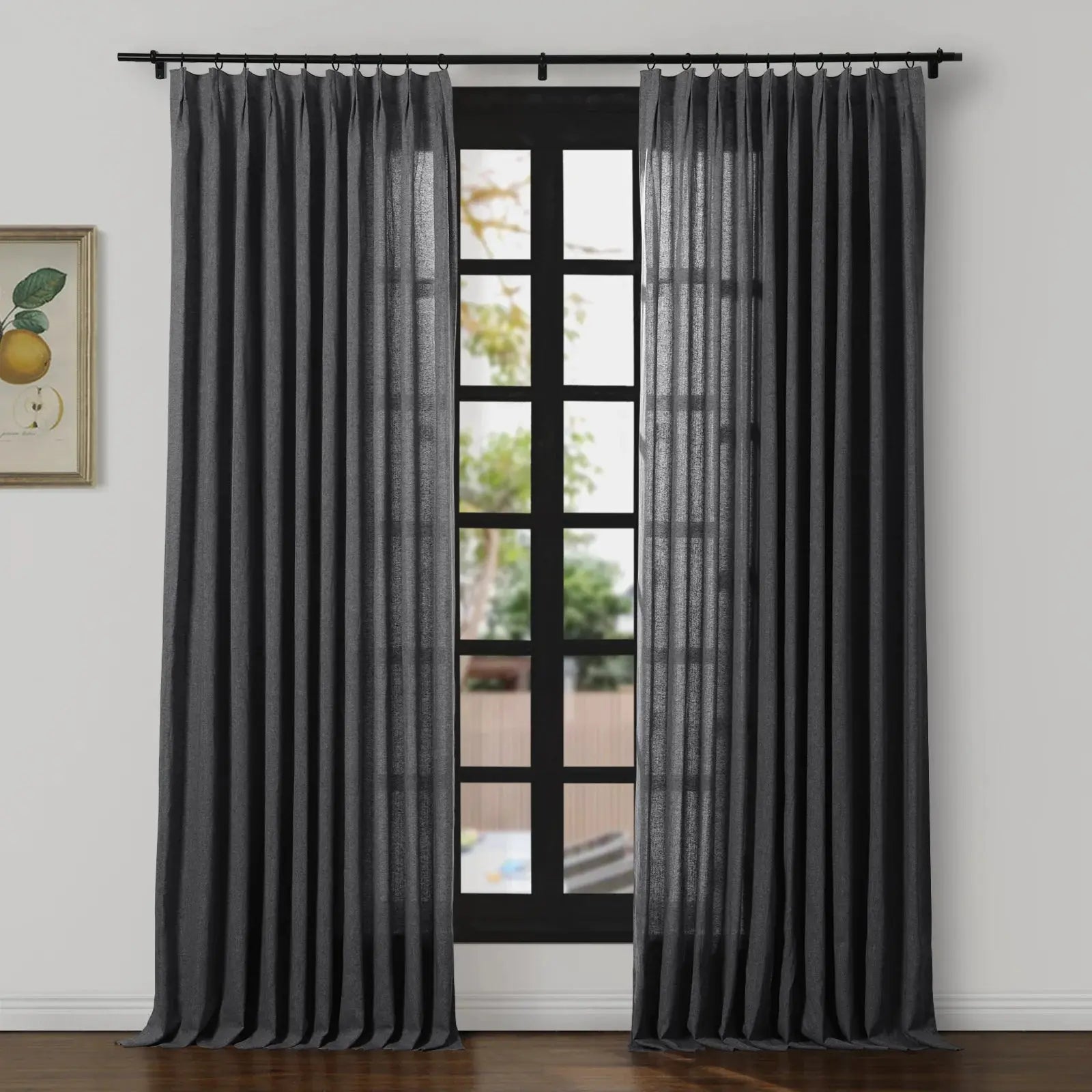 Ron Linen Herringbone Custom Pleated Curtains - Blackout Drapes for Living Room, Bedroom & Home Decor (Set of 2 Panels)