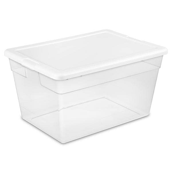 Sterilite 56Qt White Storage Box - Durable Plastic Organizer for Home, Office & Closet - Bulk Pack (821092) - Perfect for Organizing Toys, Clothes & Household Items