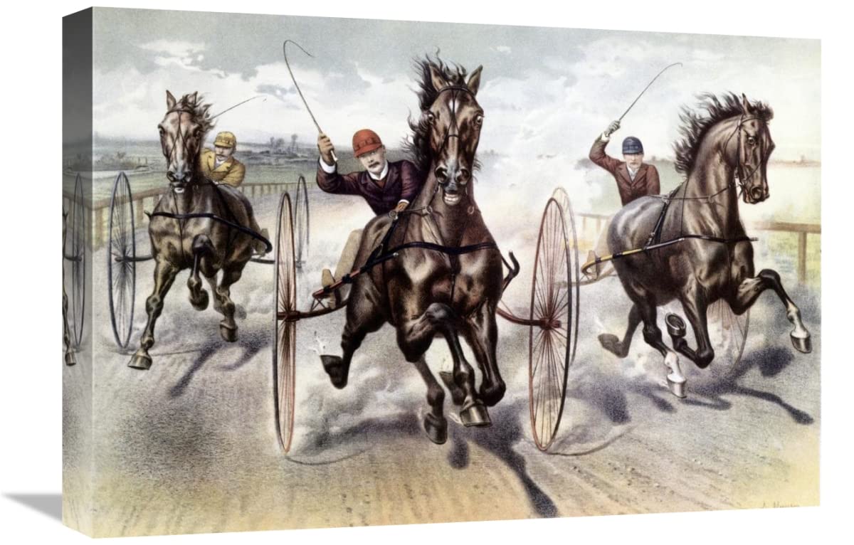 22 Inch A Race for Blood Art Print by Currier & Ives - Vintage Horse Racing Wall Decor for Home, Office & Man Cave