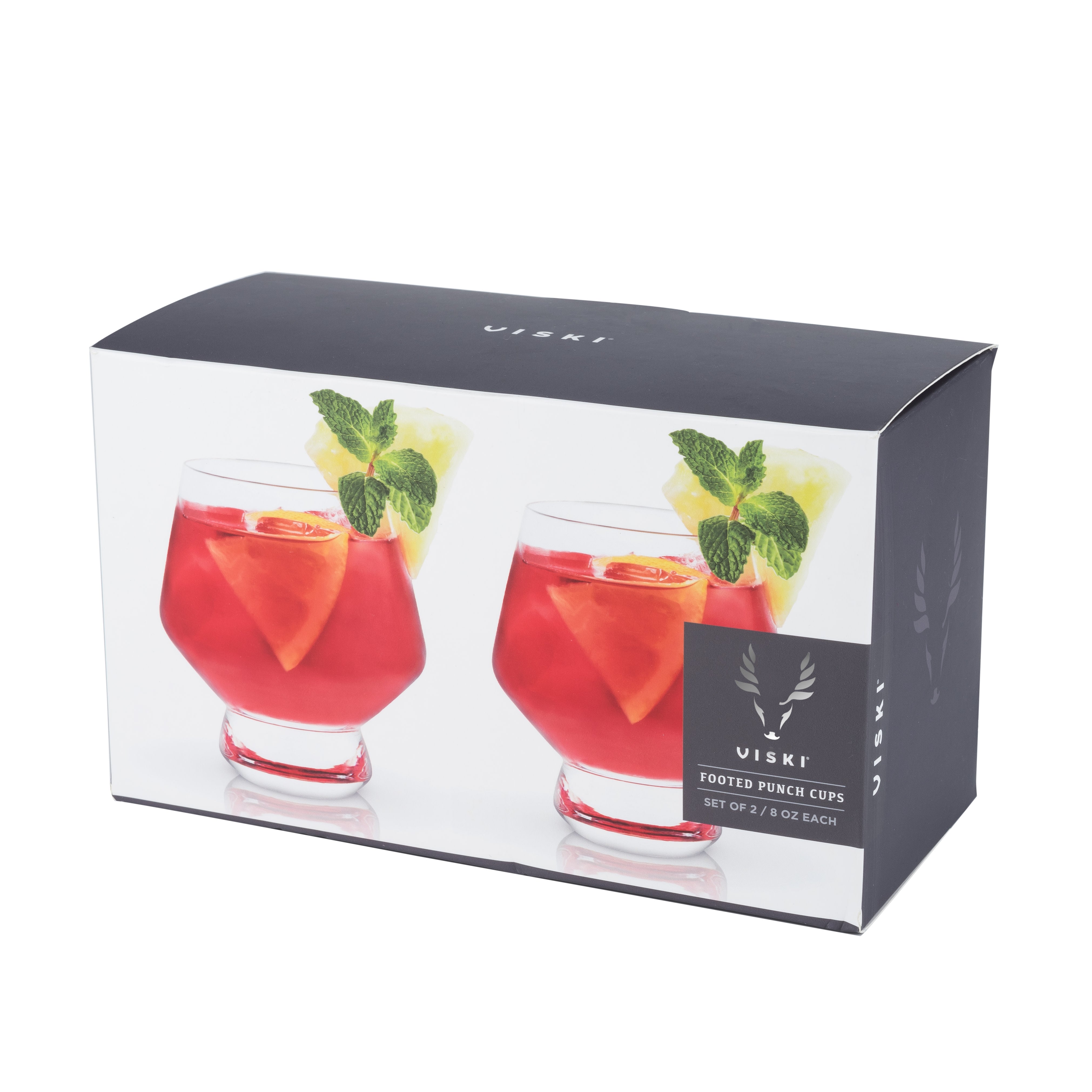 Elegant Raye Footed Crystal Punch Glasses Set of 2 - Perfect for Cocktail Parties, Weddings & Home Decor