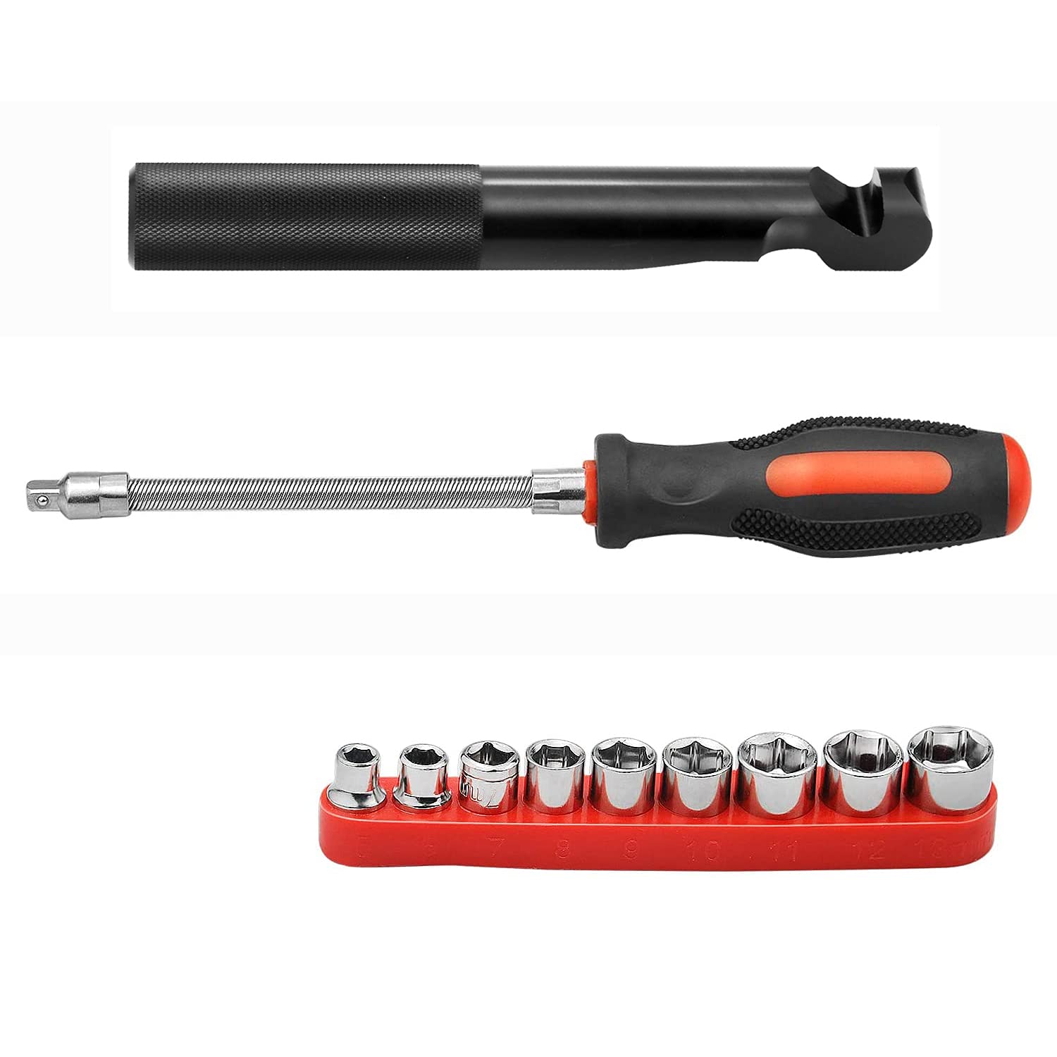 Polaris RZR S 900/XP/RZR XP4 1000 Belt Changing Tool Kit with Flexible Driver & Reversible Sockets (5mm-13mm) - Black | Clutch Cover Removal Tool for ATV Maintenance & Off-Road Vehicle Repair