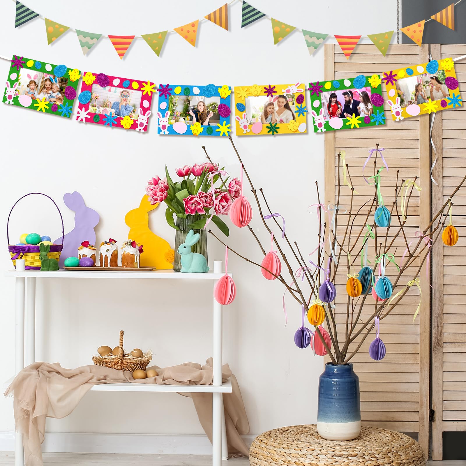 Easter DIY Craft Kit - 232pcs Felt Photo Frames & Stickers for Bunny Party Decor