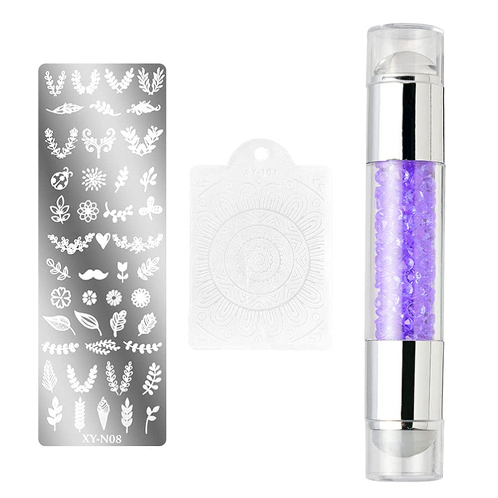 Professional Nail Art Stamping Kit with 10 Double-Head Jelly Stampers & 20 Nail Stamping Plates - DIY Manicure Polish Print Template Scrapers for Salon-Quality Nail Designs - Perfect for Home, Salon, and Party Nail Art