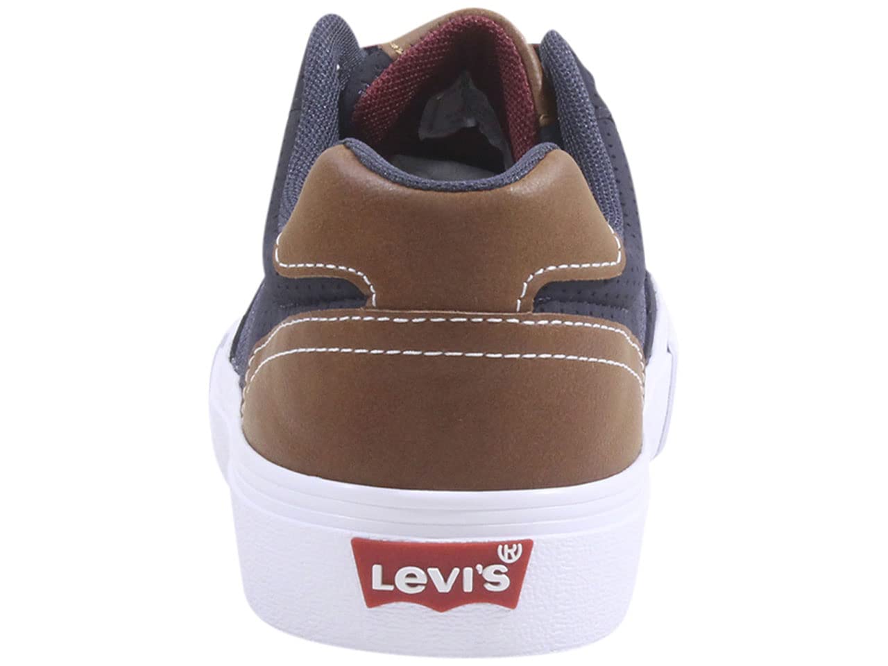 Levi's Men's Lancer Low Top Sneakers - Navy & Burgundy Perforated Lace-Up Shoes Size 9 | Casual Walking & Streetwear Fashion