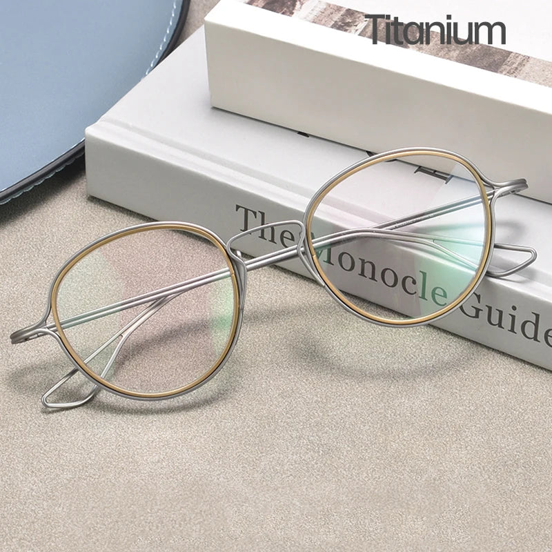 Stylish Black Unisex Titanium Round Eyeglasses D100 - Lightweight & Durable Full Rim Glasses for Men & Women - Perfect for Reading, Work, and Everyday Fashion