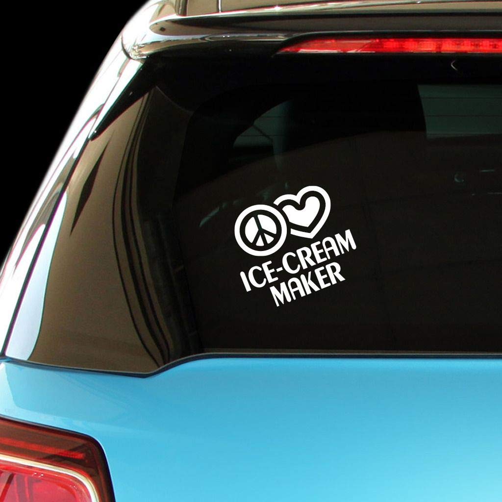 Peace Love Ice Cream Maker Vinyl Decal Sticker for Car, Laptop, Wall - Fun Kitchen & Bedroom Decor for Ice Cream Lovers