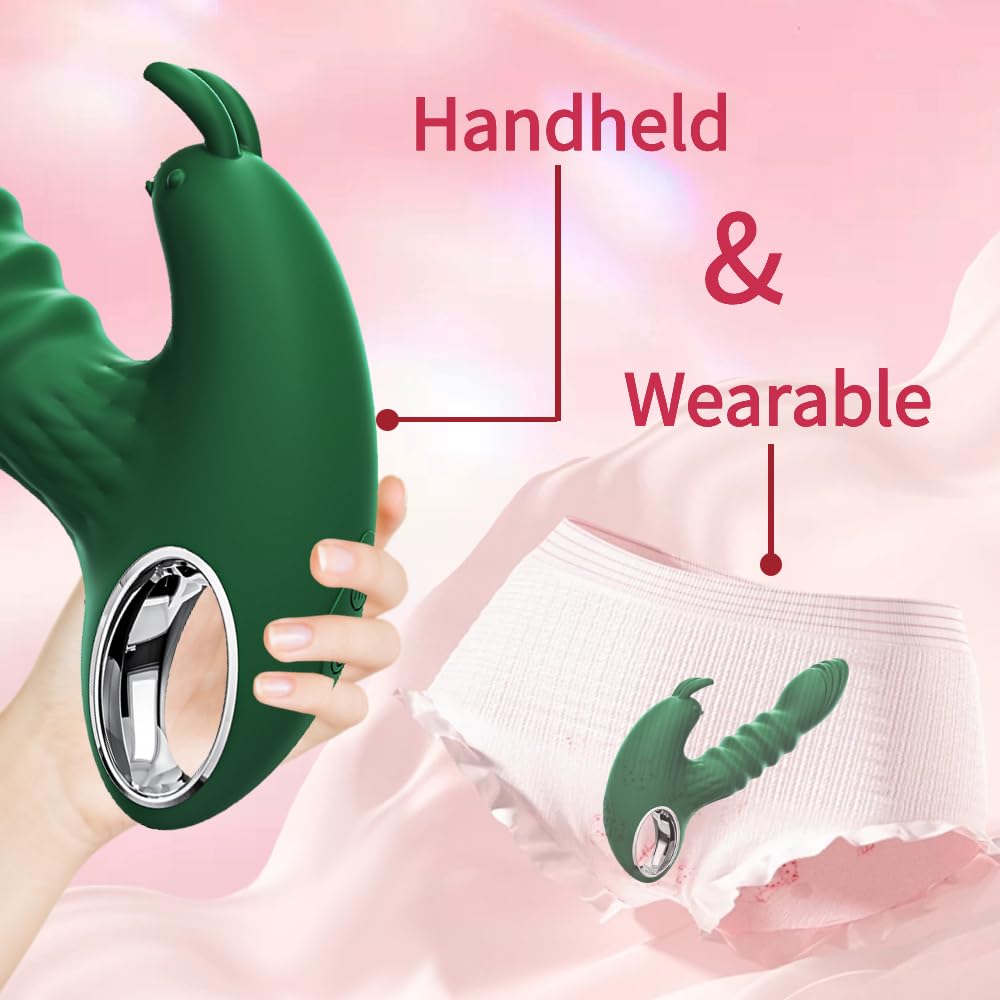 Realistic Rabbit Vibrator with 10 Vibration & Thrusting Modes - Dual Stimulation for G-Spot & Clitoris - Pleasure Sex Toy for Men & Women - Perfect for Couples Play & Solo Masturbation