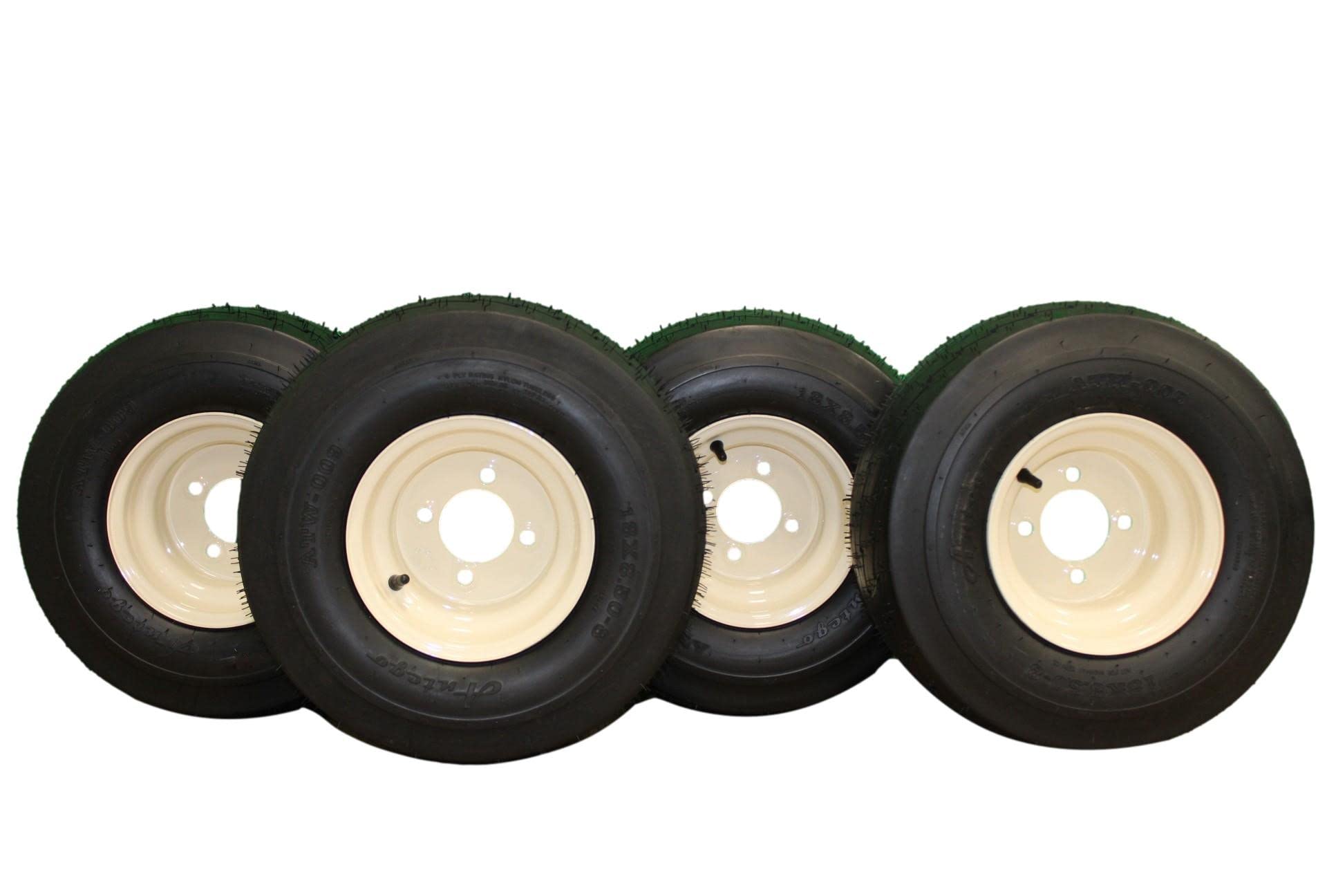 Antego 18x8.50-8 Golf Cart Tires with 8x7 Wheels (Set of 4) - Beige Rims for EZGO, Yamaha & Club Car | Durable All-Terrain Performance for Golf Courses, Resorts & Campuses