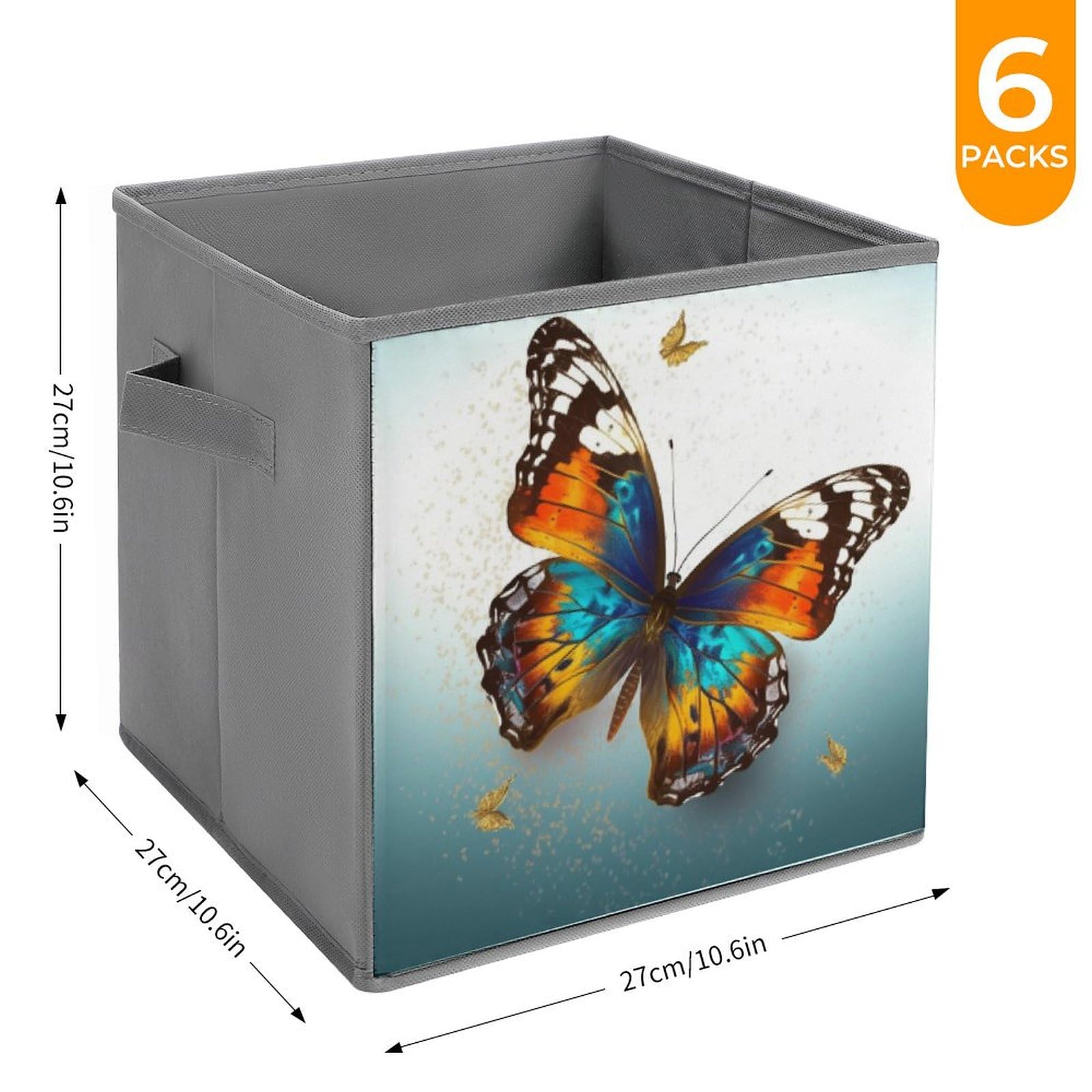 6-Pack Collapsible Butterfly Storage Bins with Handles - Large Fabric Storage Baskets for Closet, Bedroom & Home Organization - Perfect for Clothes, Toys, Blankets & Household Items Storage