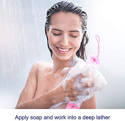 1Pcs Long Loofa Bath & Shower Body Exfoliating Mesh Scrubber - Gentle Exfoliating Shower Ball for Smooth Skin - Perfect for Daily Shower, Spa & Exfoliation Routine