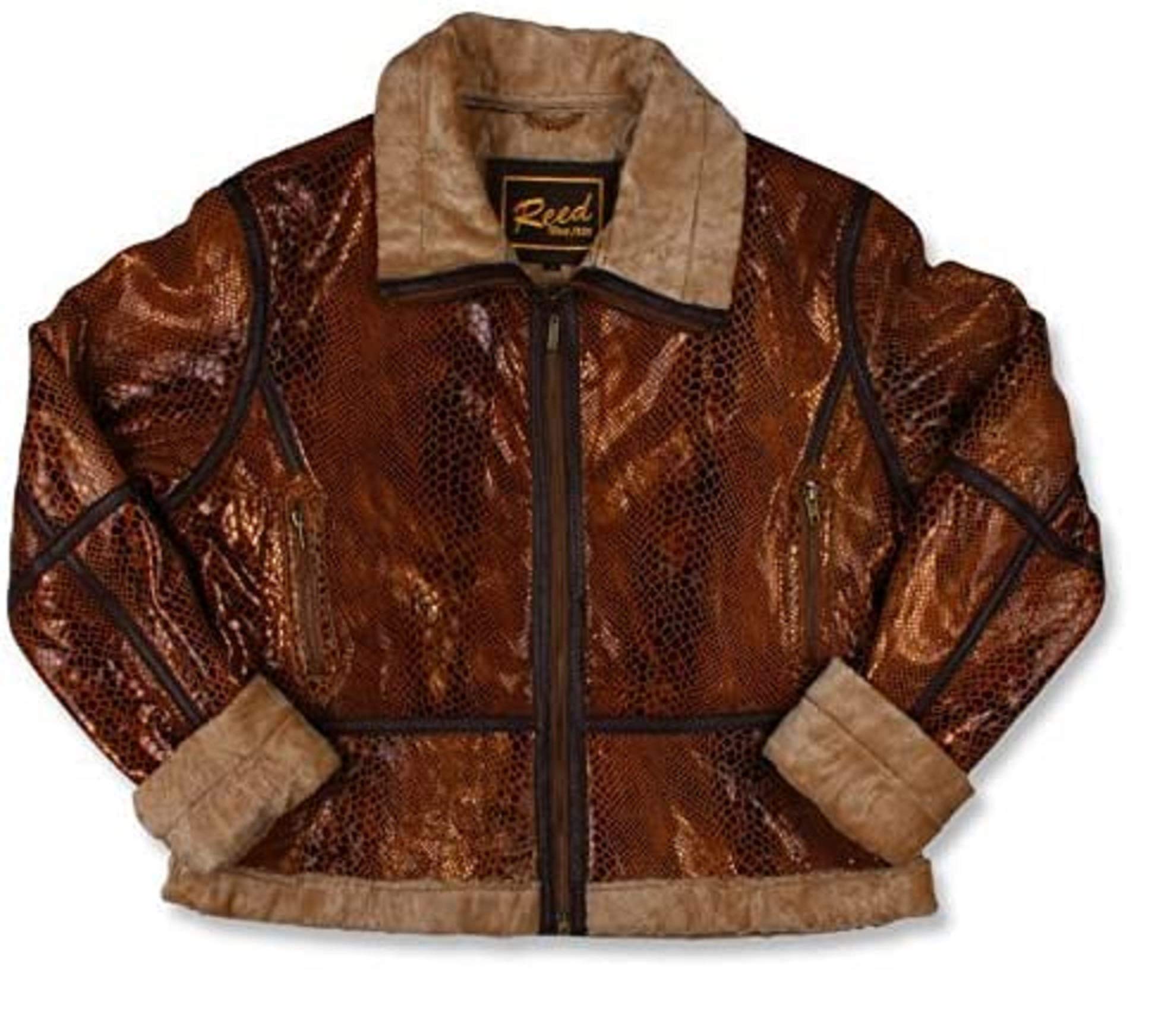 REED Women's Snake Leather Jacket - Stylish Faux Snake Skin Biker Jacket for Women | Fashionable Outerwear for Night Out, Party & Casual Wear