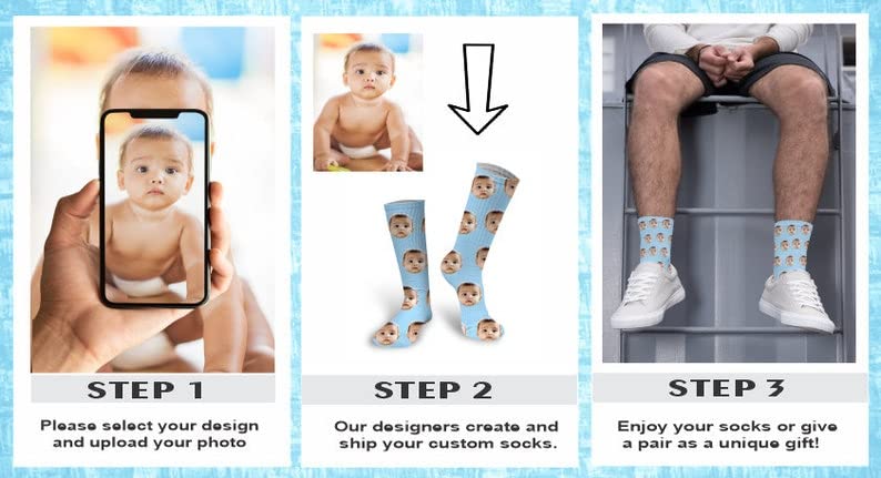 Custom Photo Socks - Personalized Funny Face Socks with Your Picture - Unique Gift for Men & Women - Perfect for Birthdays, Anniversaries & Holidays