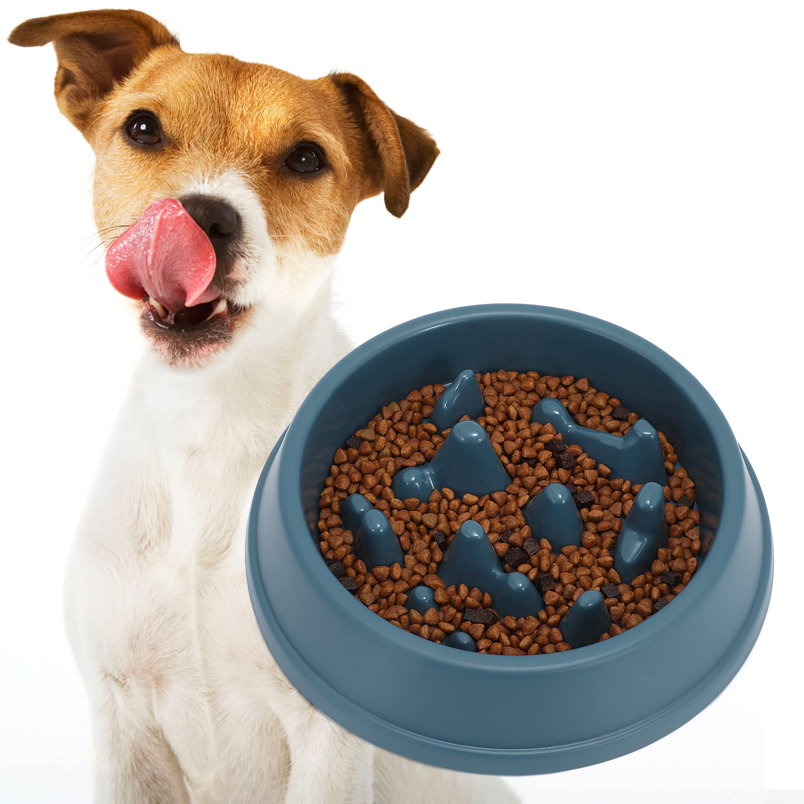 WHIPPY Slow Feeder Dog Bowl - Non-Slip Puzzle Feeder for Small & Medium Dogs & Cats - Prevents Bloat & Fast Eating - Interactive Maze Design - Blue - Perfect for Mealtime Fun & Healthy Digestion