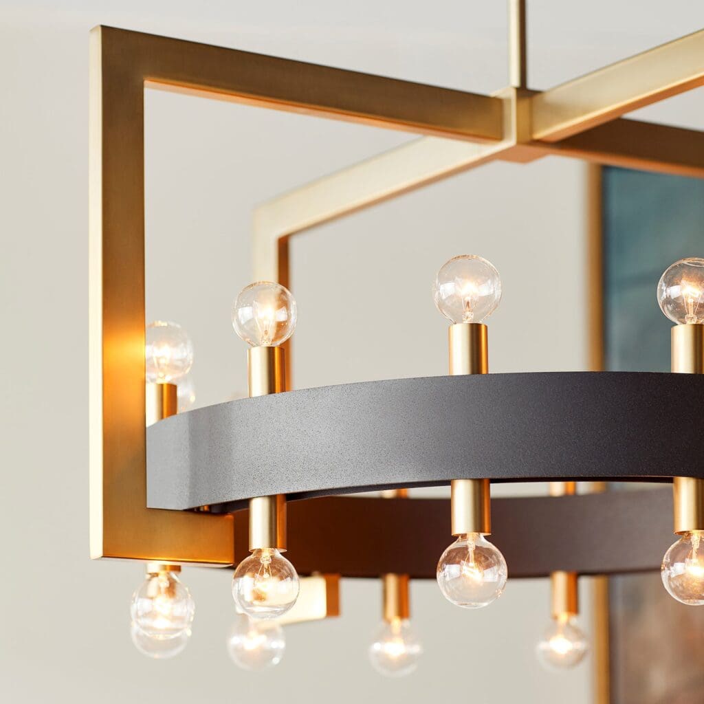 Cyan Design 11269 Archibald 24-Light Chandelier in Noir & Aged Brass - Elegant Dining Room Lighting for Modern & Traditional Interiors