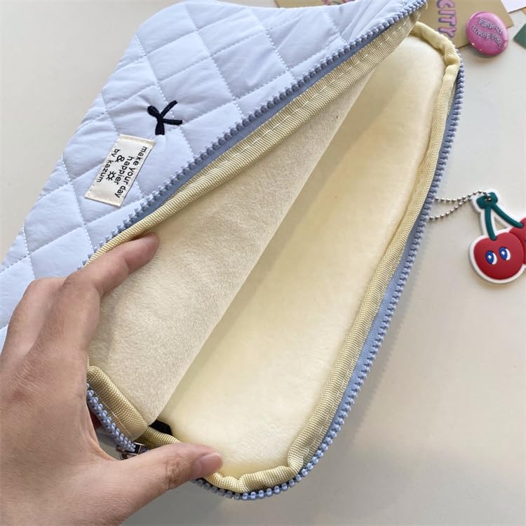 Cute Y2K Preppy Kawaii Laptop Sleeve Case Bag with Bow Graphic - 13-14 Inch White Computer Protect Pouch for School, Office, and Travel