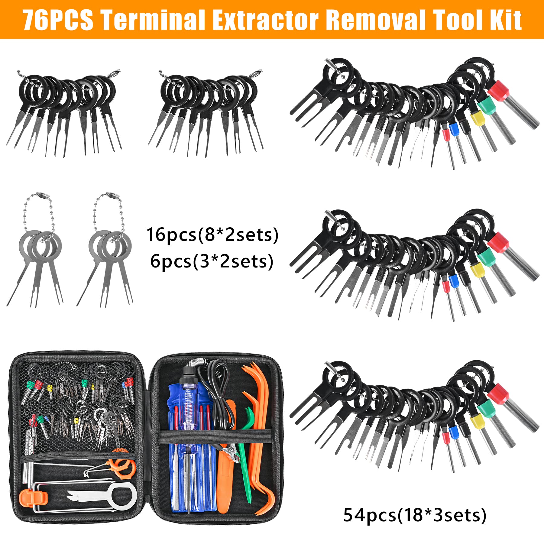 96-Piece Terminal Removal Tool Kit - Depinning Tool Set for Electrical Connectors, Pin Extractor & Wire Terminal Release Tools - Perfect for Automotive Repairs & Household Electronics Maintenance