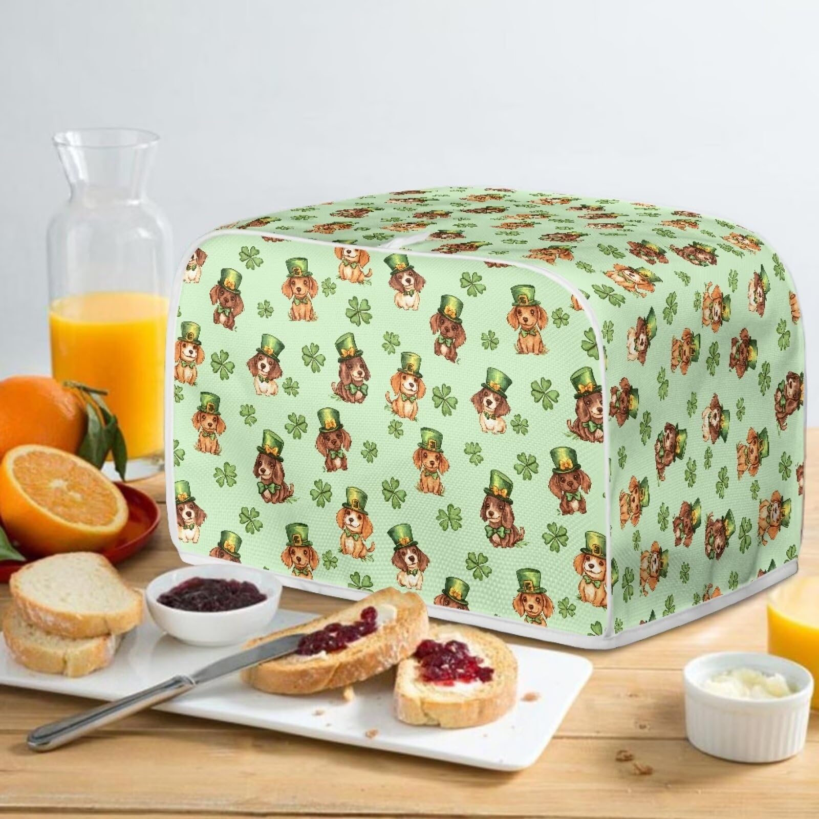 St. Patrick's Day 2-Slice Toaster Cover - Green Kitchen Accessory for Most Standard Toasters | Microwave Safe, Anti-Scratch Polyester Fabric | Perfect for Irish-Themed Kitchens, Holiday Decor & Pet-Friendly Homes