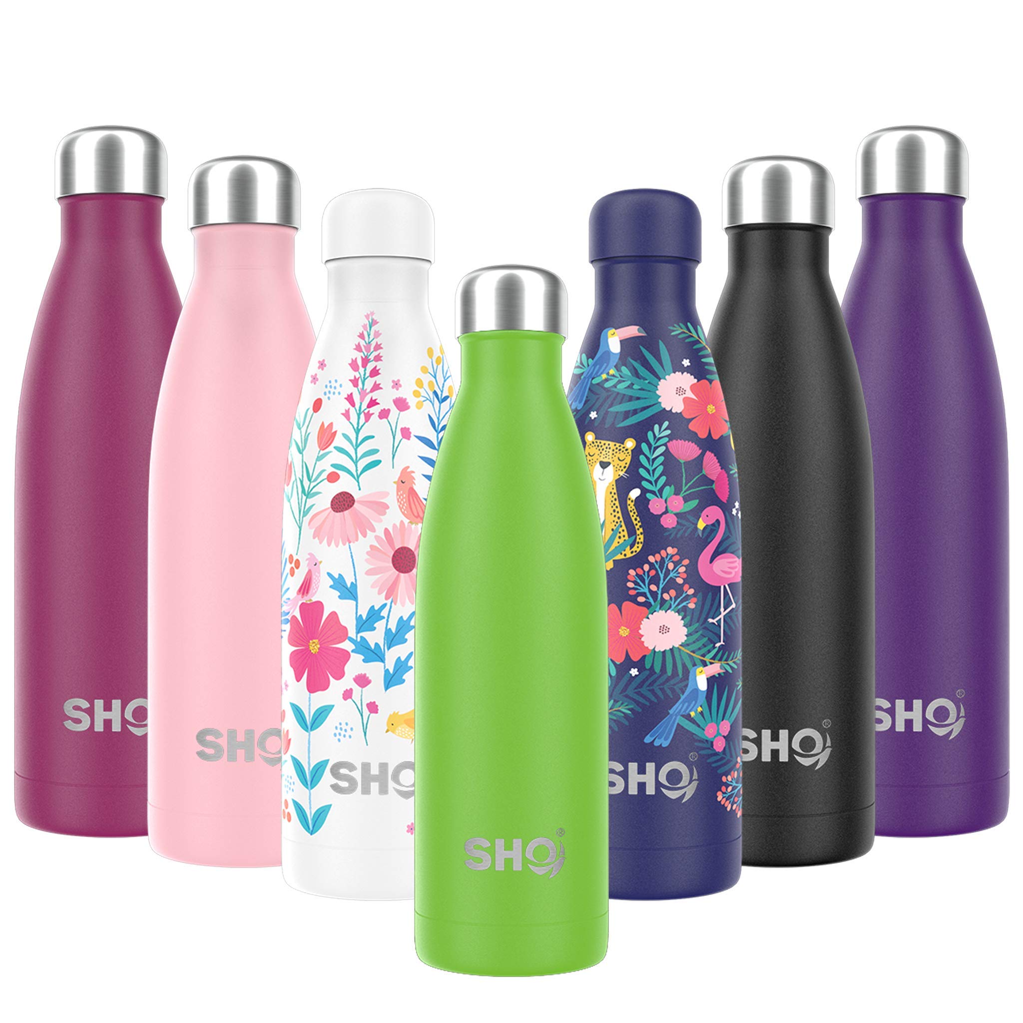 SHO Bottle - Premium Vacuum Insulated Stainless Steel Water Bottle 20oz | Double Wall Thermos for Hot & Cold Drinks | Keeps Liquids Cold 24 Hours & Hot 12 Hours | BPA Free Leakproof Sports Water Bottle | Perfect for Gym, Hiking, Office & Outdoor Activities