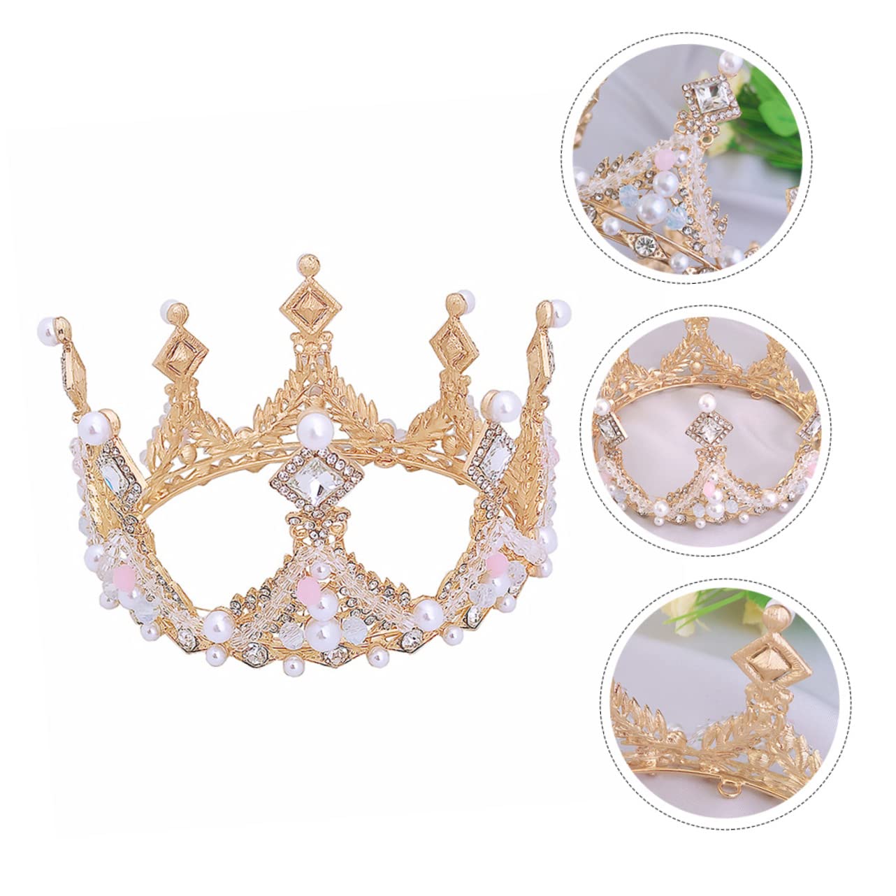 2 Pcs Elegant Baroque Bridal Tiaras for Women & Girls - Crystal Rhinestone Princess Crown Headbands for Birthday Parties, Weddings, Pageants and Special Occasions - Alloy Round Headdress with Sparkling Stones for Kids & Adults