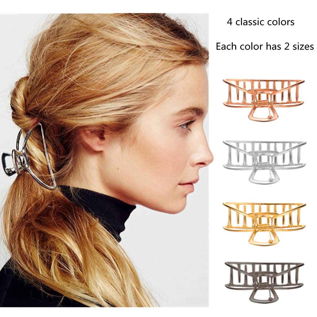 8-Piece Metal Hair Claw Clips Set - 3 Inch Large Hair Clips & 1.57 Inch Small Half Bun Pins for Women | Durable Hair Accessories for Ponytails, Buns & Everyday Styling