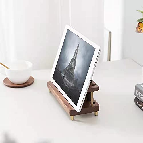 Premium Walnut Wood & Brass Pen Holder - Elegant Desk Organizer for Pencils, Pens & Office Supplies | Stylish iPad & Phone Stand | Unique Home & Office Decor | Perfect Gift Idea for Professionals & Students | Ideal for Workspaces, Study Desks & Gift Giving