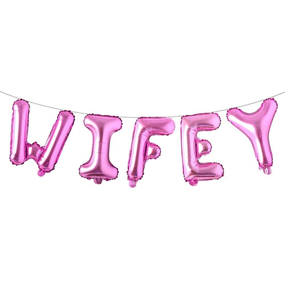 16 Inch Wifey Balloons - Rose Red Bachelorette Party Decorations, Bridal Shower Supplies, Wife To Be Proposal & Engagement Party Decor with Diamond Ring Design - Perfect for Wedding Showers, Proposal Surprises & Bachelorette Celebrations