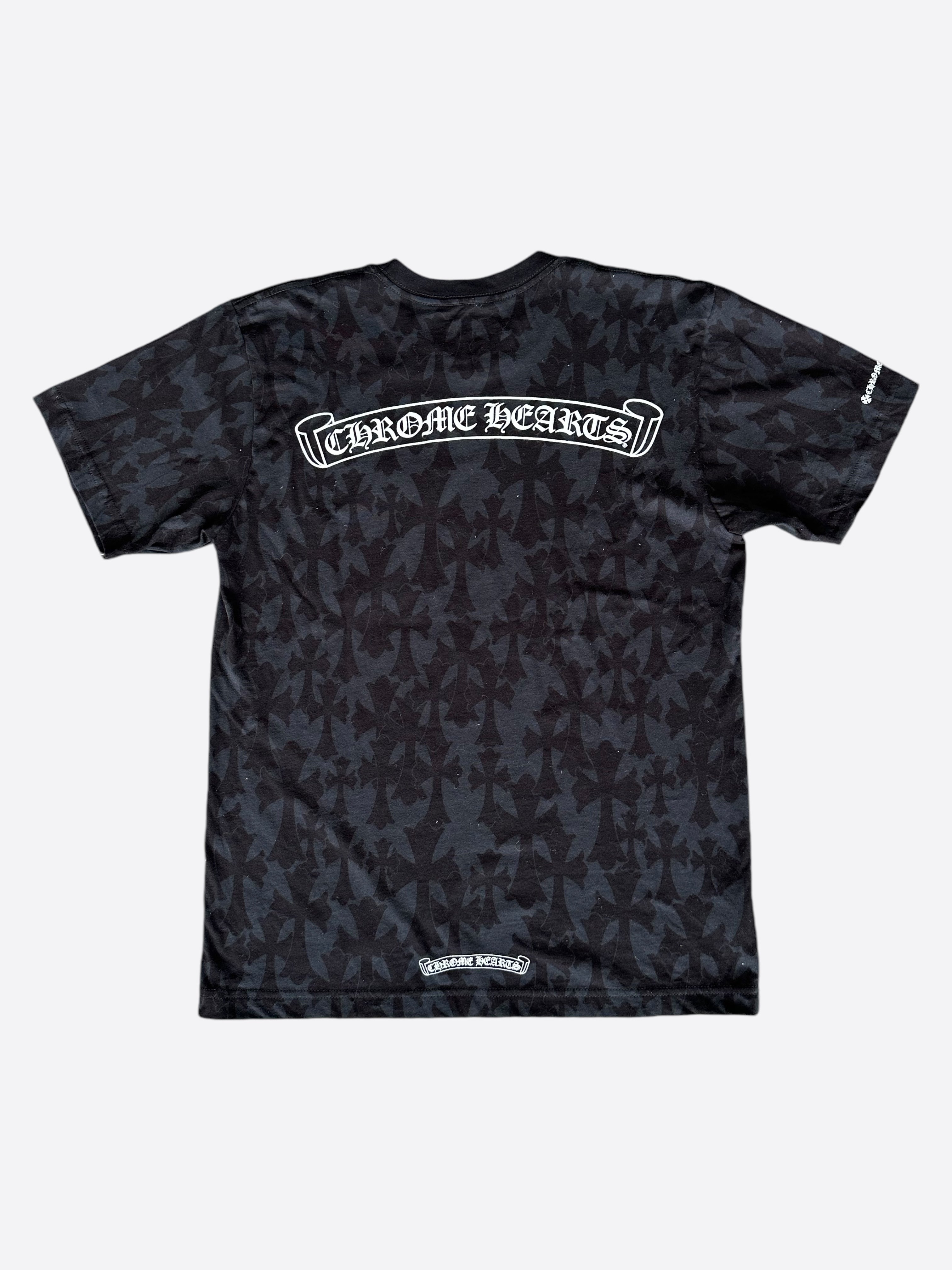 Chrome Hearts Black Cross Jacquard Horseshoe Logo T-Shirt - Stylish Graphic Tee for Men & Women | Perfect for Casual Wear, Street Fashion & Rocker Style