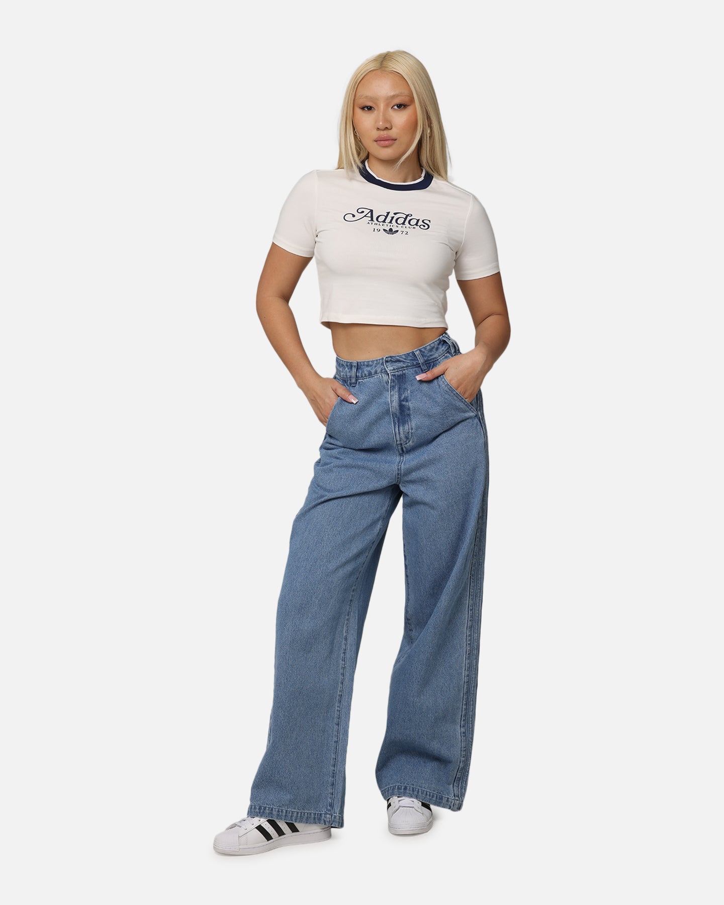 Adidas Women's Graphic Baby T-Shirt - Soft Cotton Casual Tee in Cloud White | Perfect for Everyday Wear, Maternity Outfits & Lounge Style