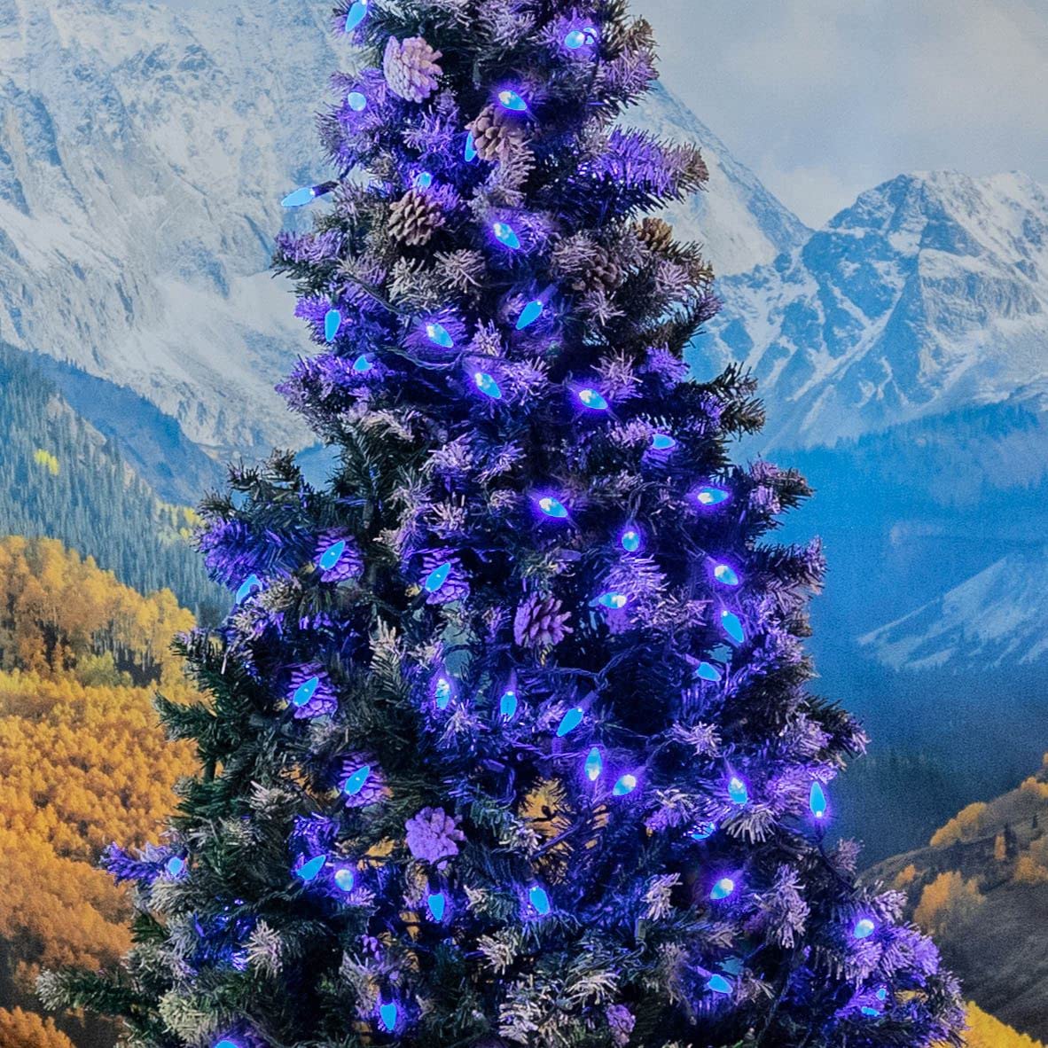 70 LED C6 Christmas String Lights 24FT - Commercial Grade Outdoor Christmas Tree Lights, Permanent Waterproof LED Decorations for Trees, Roof & Yard (Blue) - Perfect for Holiday, Party & Home Decoration