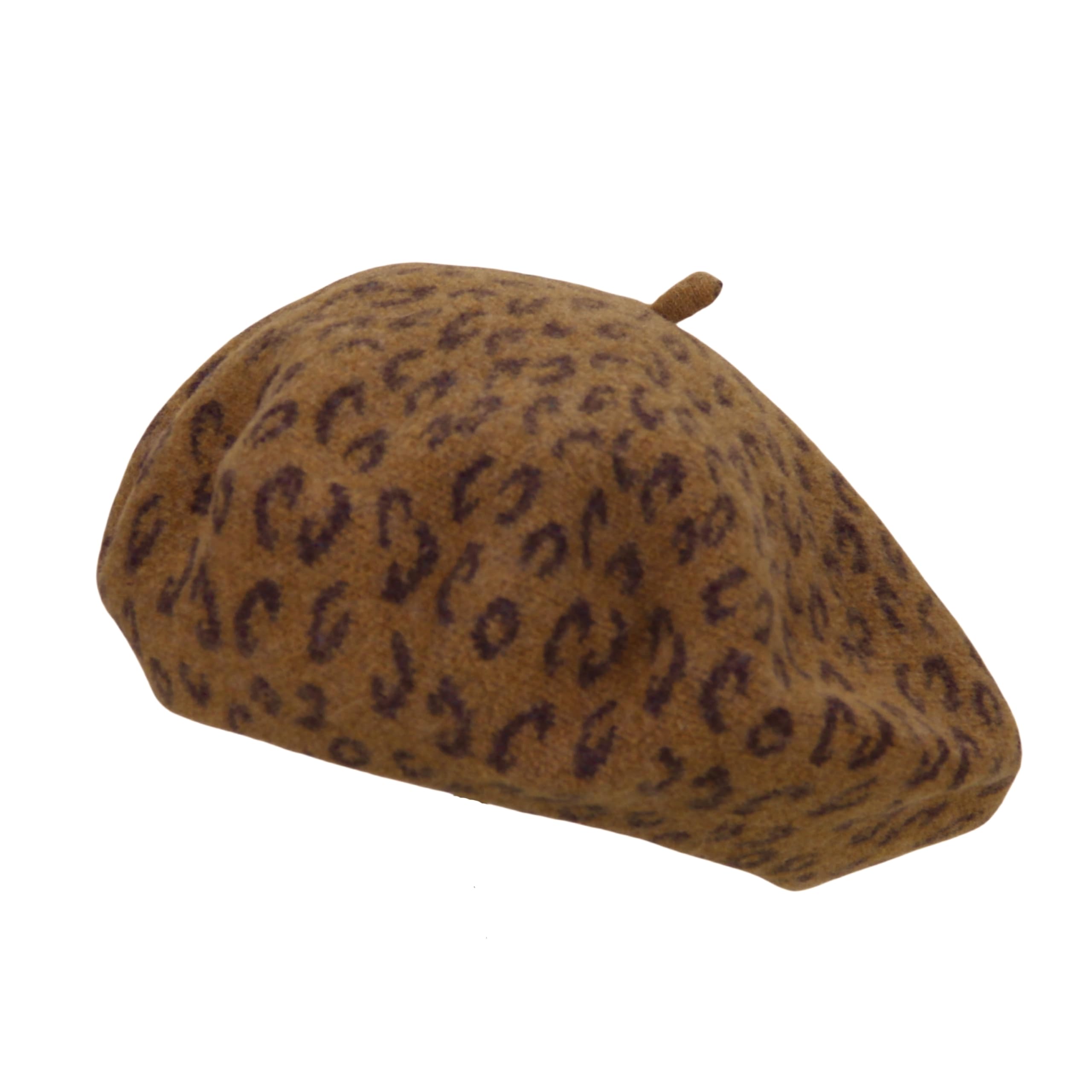 Classic Wool Leopard Print Beret Hat for Women & Men - French Painter Style Winter Warm Hat for Fashion & Outdoor Activities