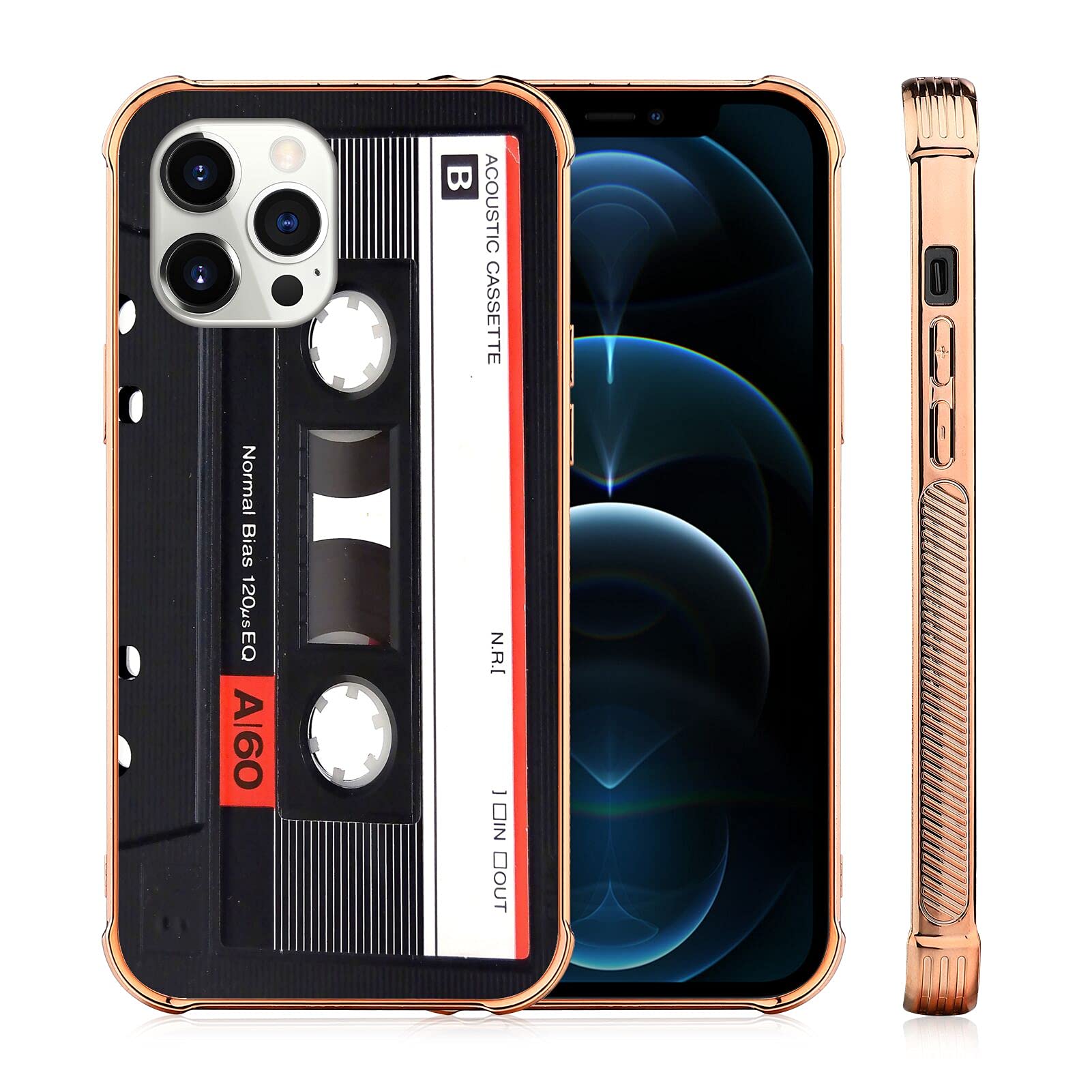 Vintage Cassette Tape iPhone 12 Pro Max Case (6.7-Inch, 2020) - Shock-Absorption Protective Cover with Non-Slip TPU Bumper & PC Back | Perfect for Music Lovers & Retro Style Enthusiasts
