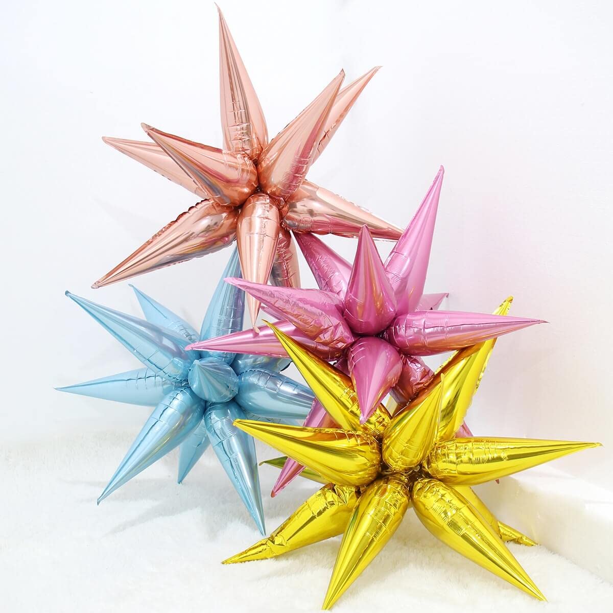 50 Pcs 26 Inch Pink Foil Cone Star Balloons - 3D Starburst Mylar Balloons for Party Decorations, Christmas, Birthday & Wedding Supplies | Perfect for Ceiling Decor, Photo Backdrops & Event Centerpieces