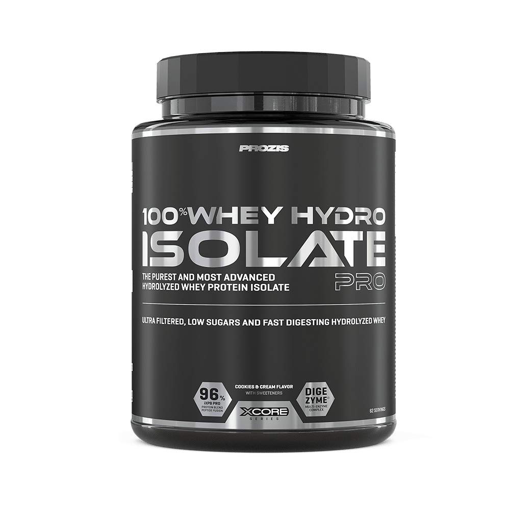 Prozis 100% Whey Hydro Isolate Protein Powder - Cookies & Cream Flavor, 4.4lb (2000g) for Muscle Recovery & Post-Workout Nutrition | Gym Supplement for Athletes & Bodybuilders