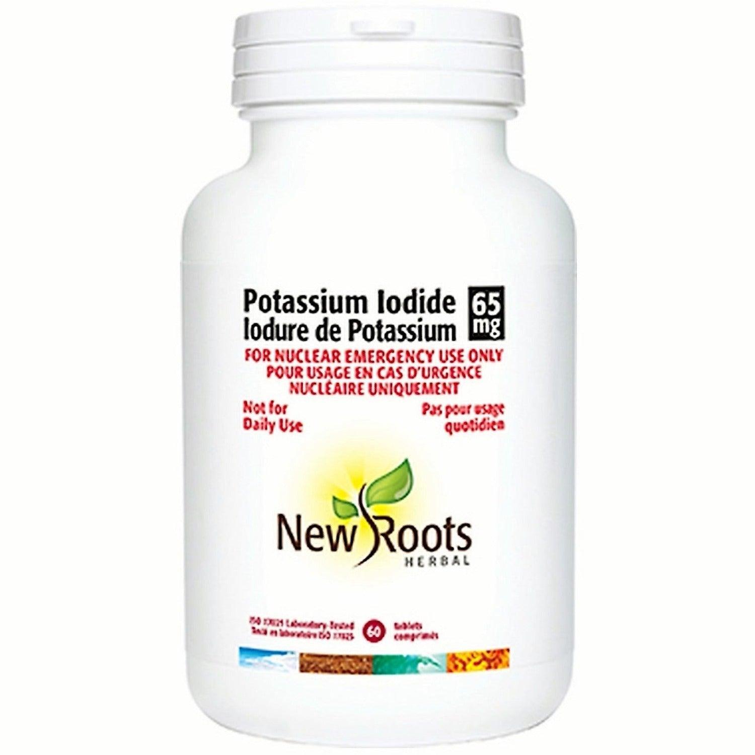 New Roots Potassium Iodide 65mg - 60 Tablets (Expiry June 2025) | Thyroid Support Supplement | Radiation Protection | Emergency Preparedness Kit Essential