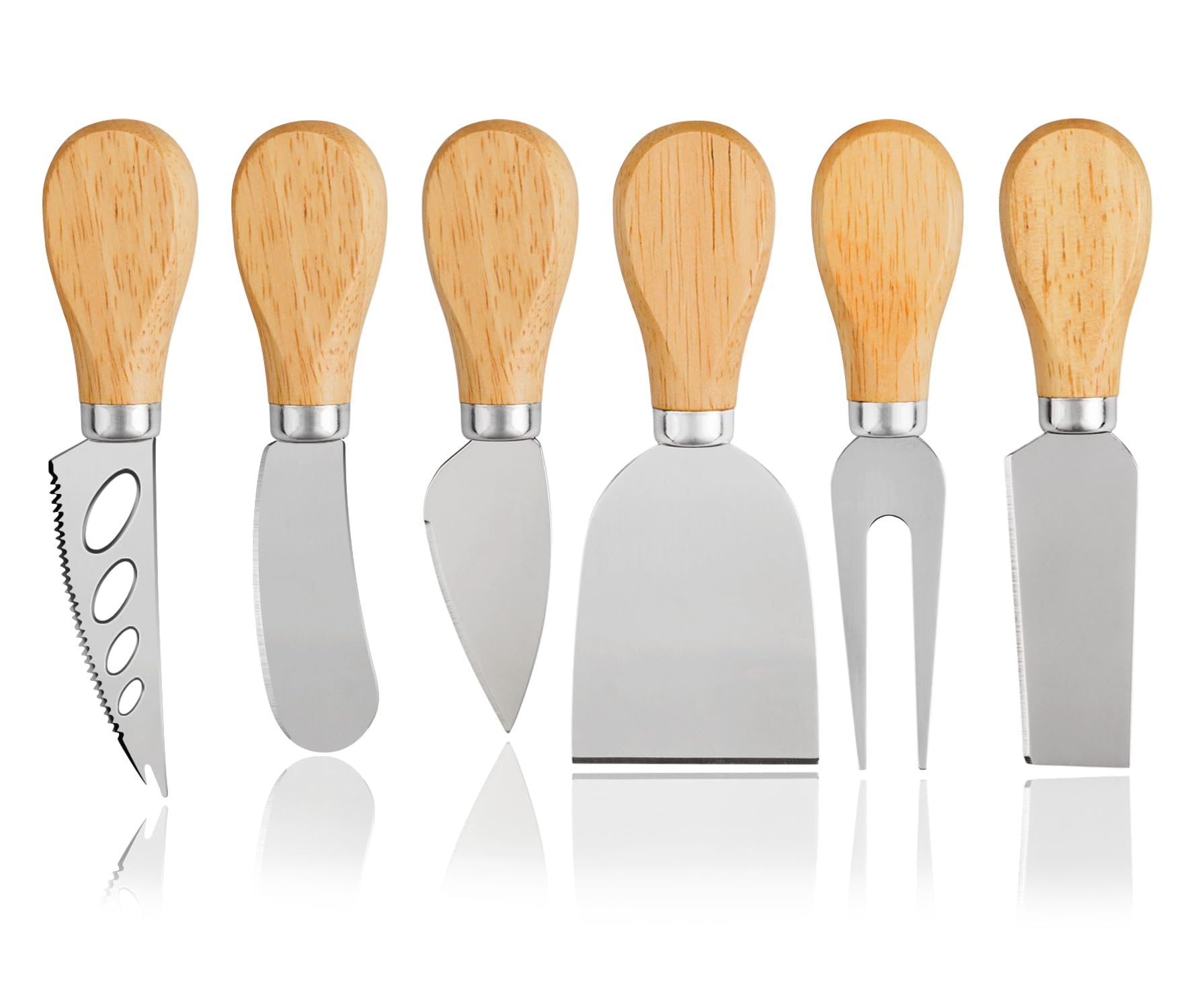 Premium 6-Piece Stainless Steel Cheese Knife Set - Cheese Knife, Spreader, Fork, Slicer & Cutter with Butter Knife - Perfect for Charcuterie Boards, Wine Parties & Gourmet Cheese Platters